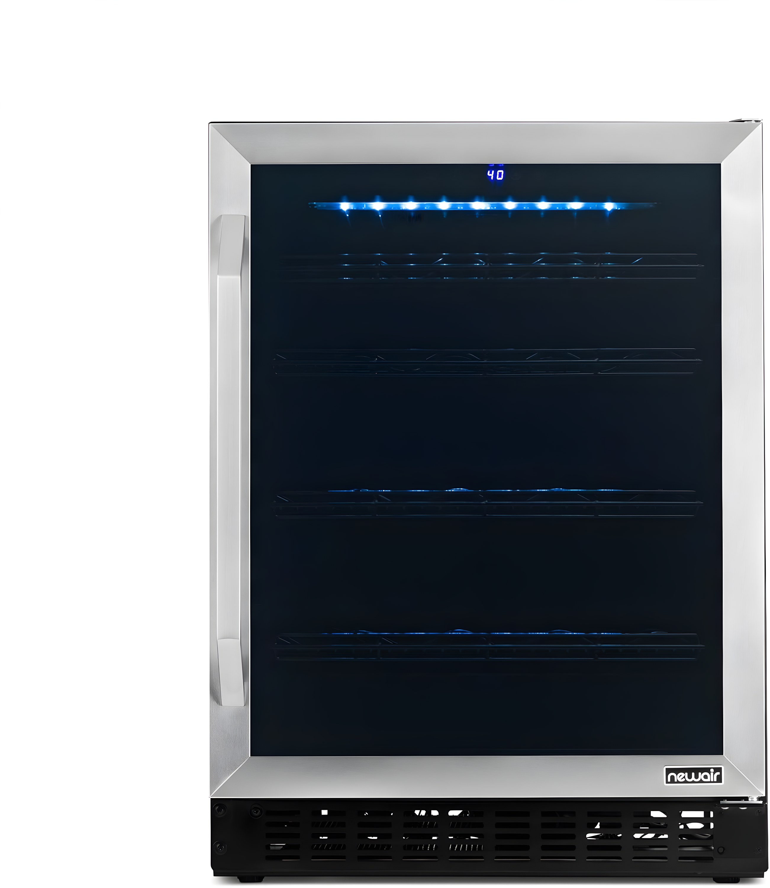 Newair FlipShelf 24" Wine and Beverage Refrigerator 179 Cans or 49 Bottles, Reversible Shelves, Built-in Fridge or Freestanding Drinks and Wine Cooler