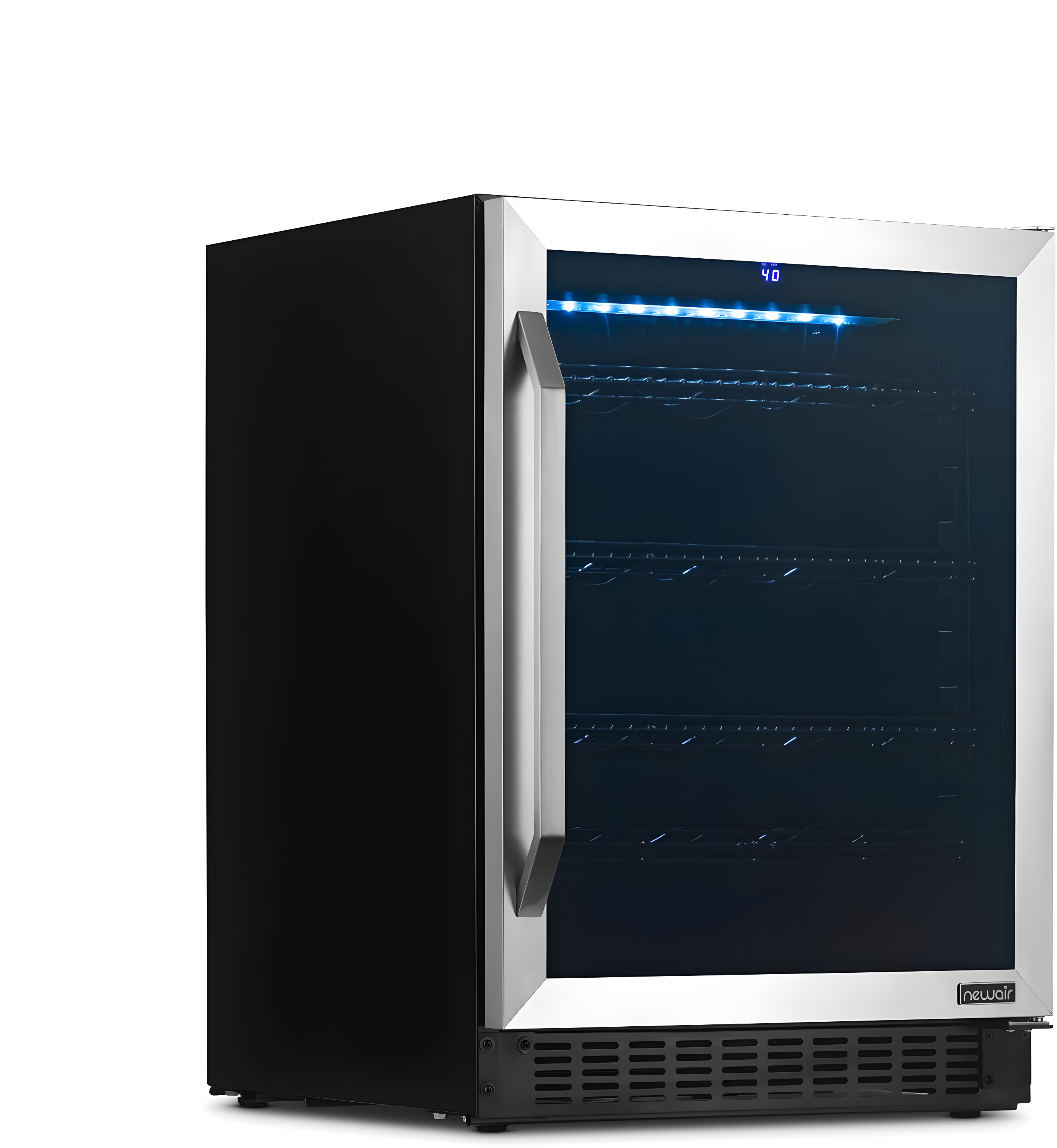 Newair FlipShelf 24" Wine and Beverage Refrigerator 179 Cans or 49 Bottles, Reversible Shelves, Built-in Fridge or Freestanding Drinks and Wine Cooler