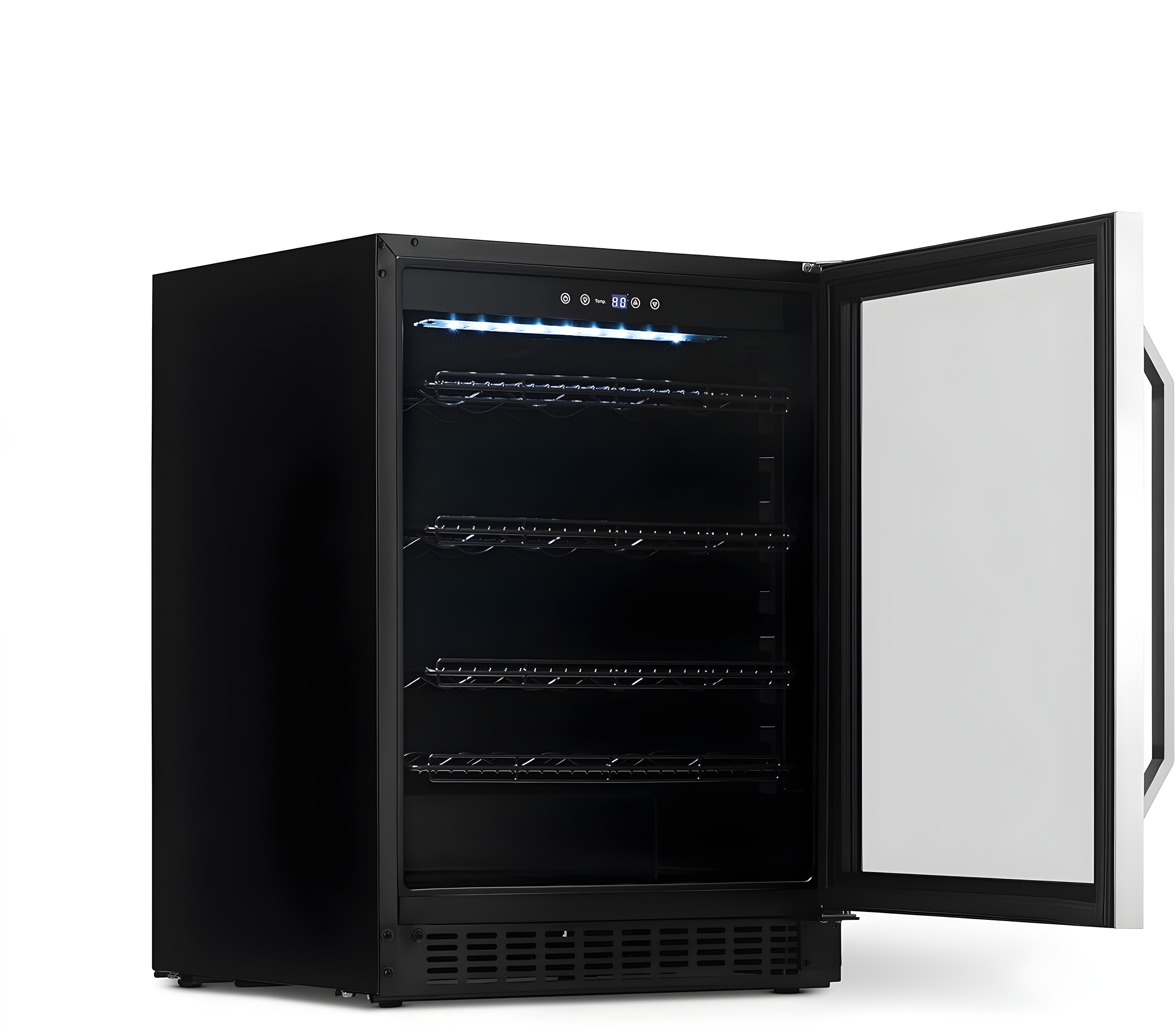 Newair FlipShelf 24" Wine and Beverage Refrigerator 179 Cans or 49 Bottles, Reversible Shelves, Built-in Fridge or Freestanding Drinks and Wine Cooler