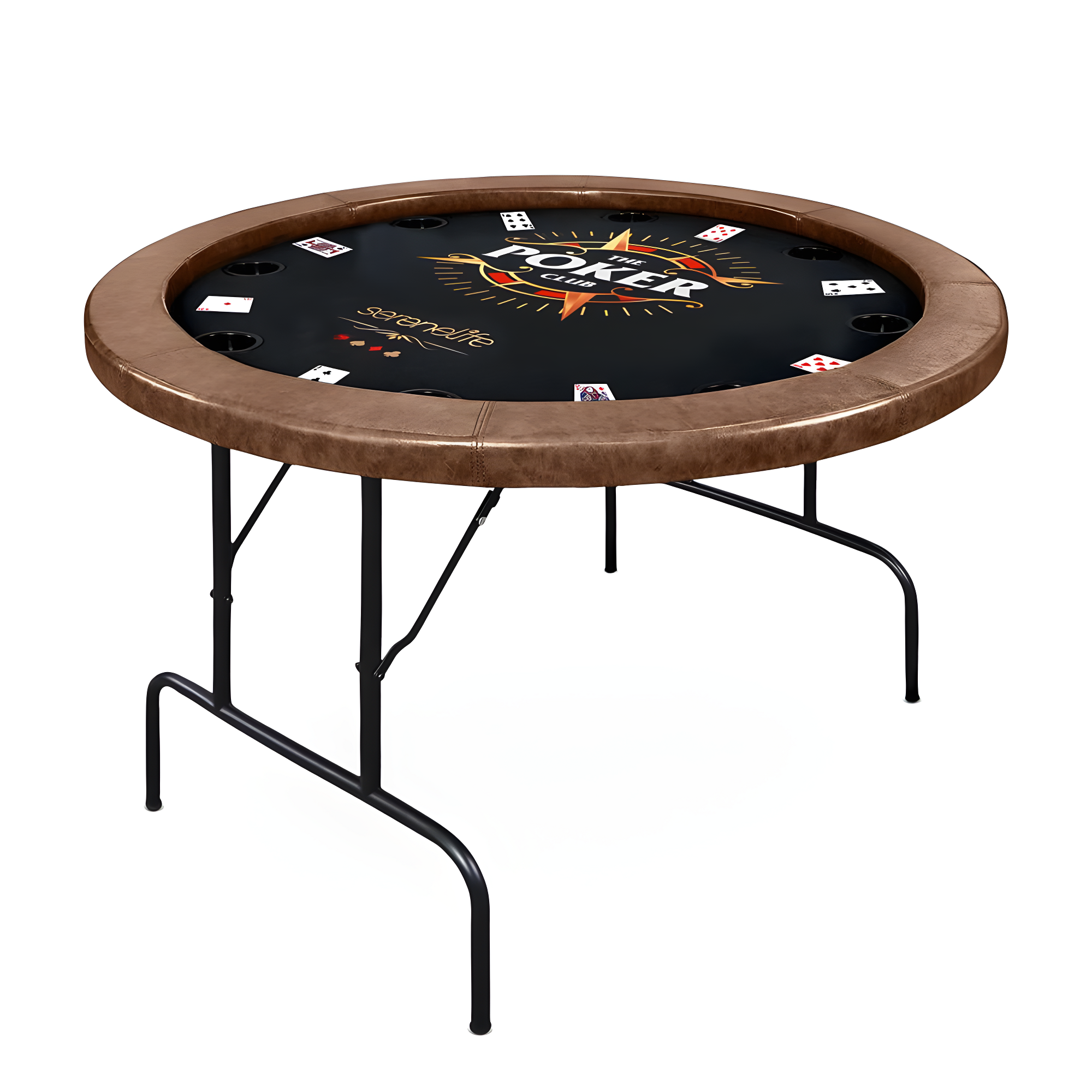 SereneLife 8-Player Foldable Rounded Poker/Casino Game Table with Cushioned Rail