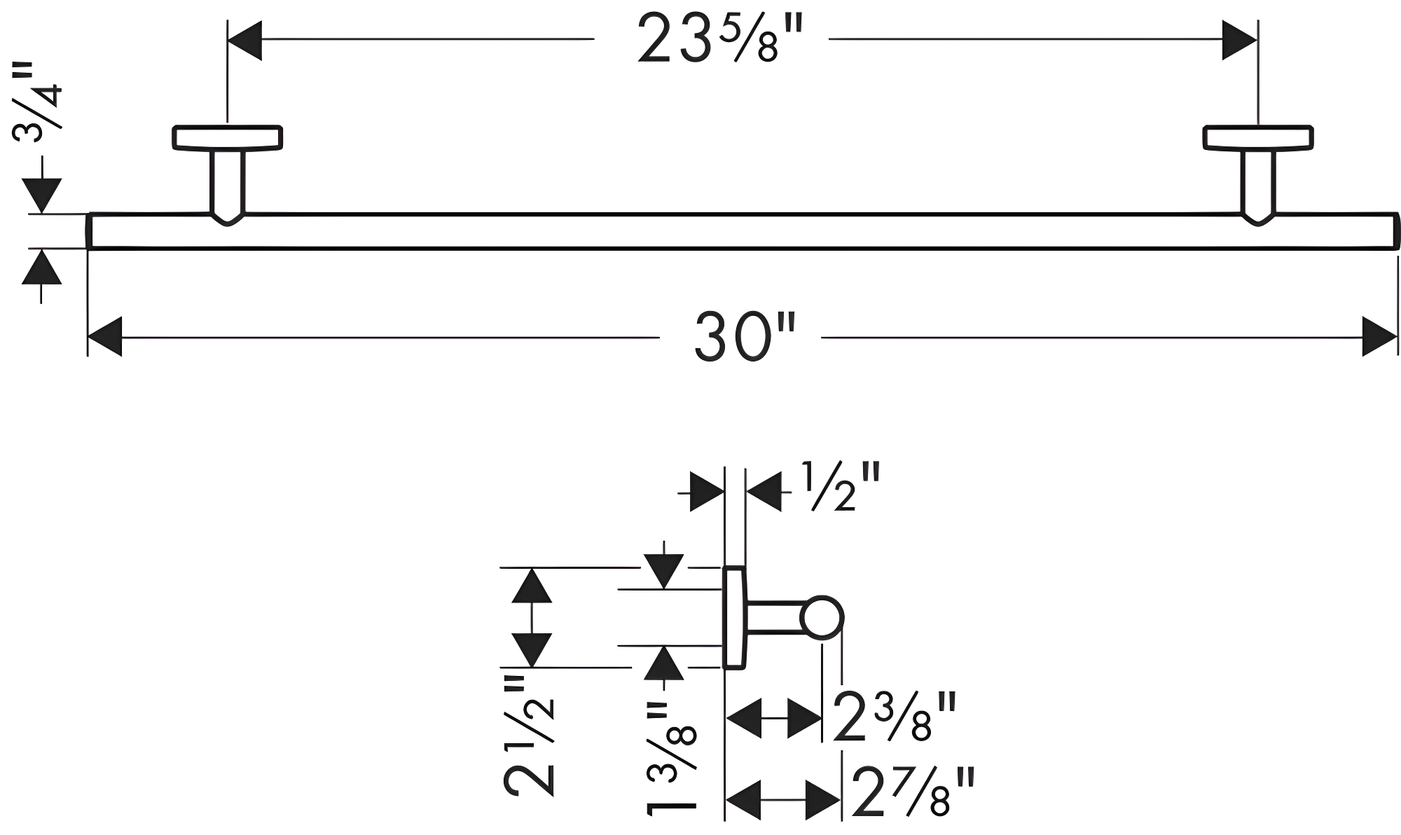 E & S Accessories 30" Wall Mounted Towel Bar