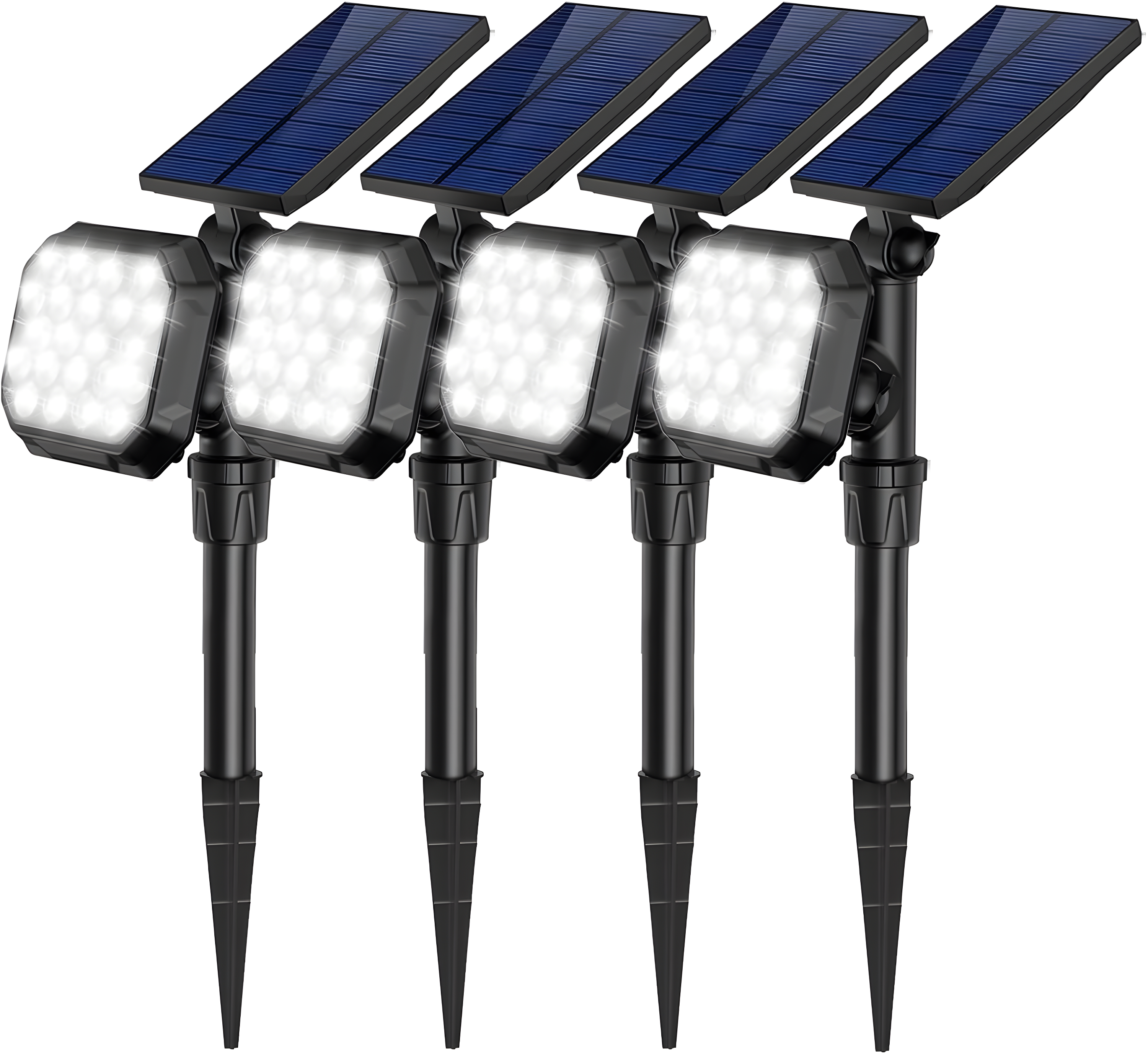 ROSHWEY 2PCS Bright Solar Spotlight Outdoor Waterproof, 700lm Outside Solar Landscape Lights for Yard, Garden, Driveway, Walkway, Lawn, Cool Light
