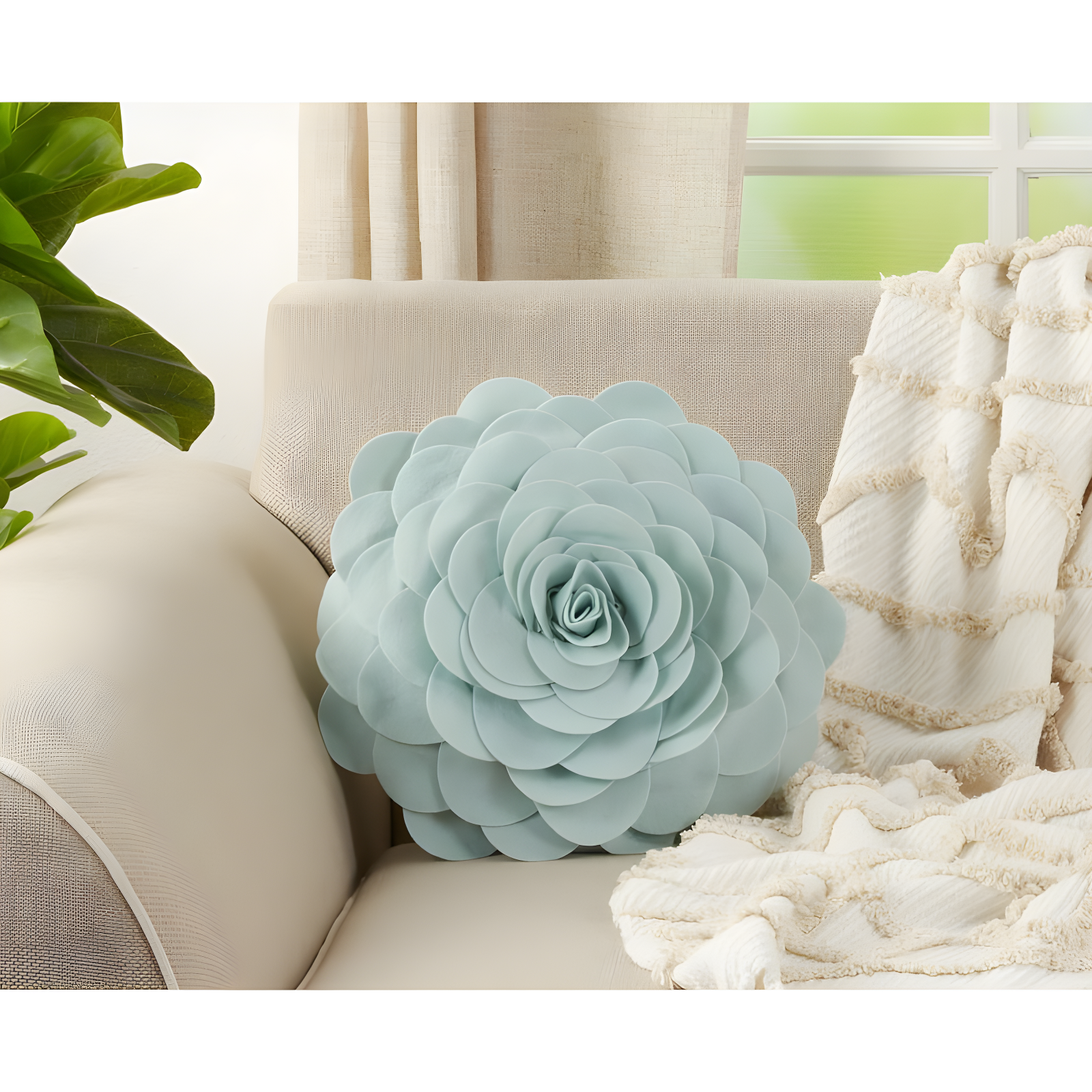 Saro Felt Collection Appliqued Felt Throw Pillow