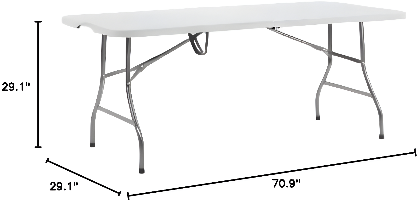 6ft Folding Table Multipurpose Foldable Dinner Table Portable Folding Rectangular Resin Table for Outdoor Camping Picnic Party by Naomi Home - White