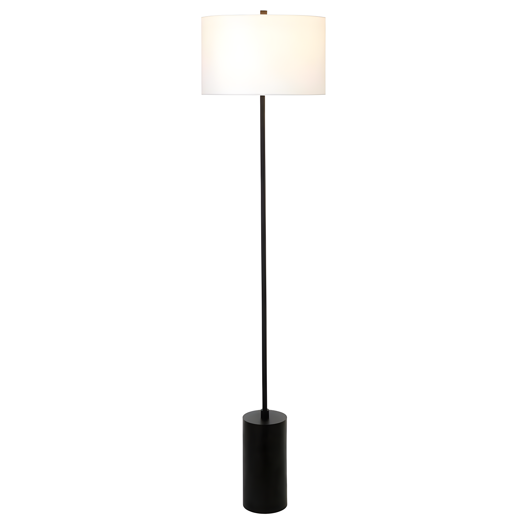 Evelyn&Zoe Somerset 64" Tall Floor Lamp with Drum Fabric Shade, Blackened Bronze/White