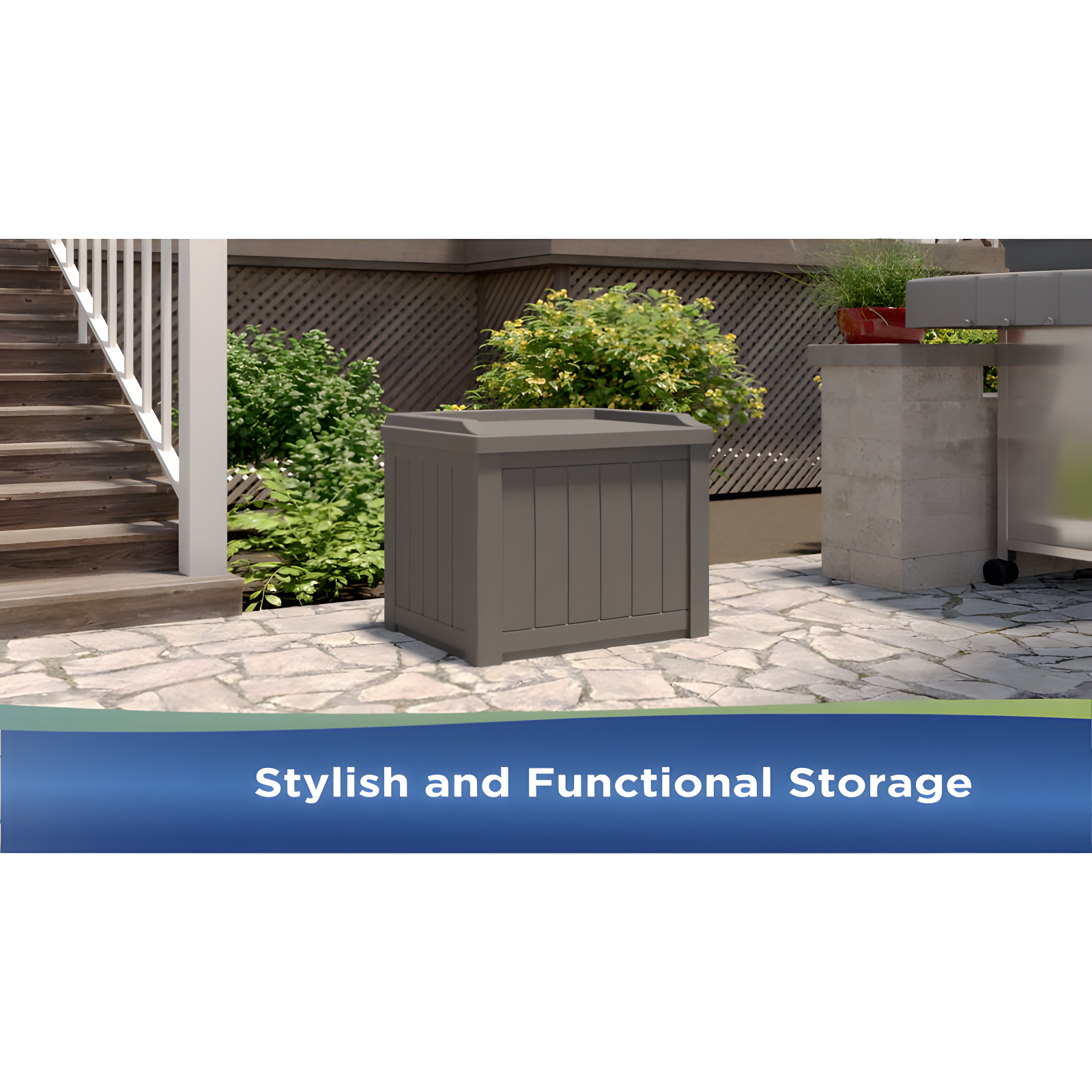 Suncast 22'' W 22 Gallons Water Resistant Resin Deck Box in Gray