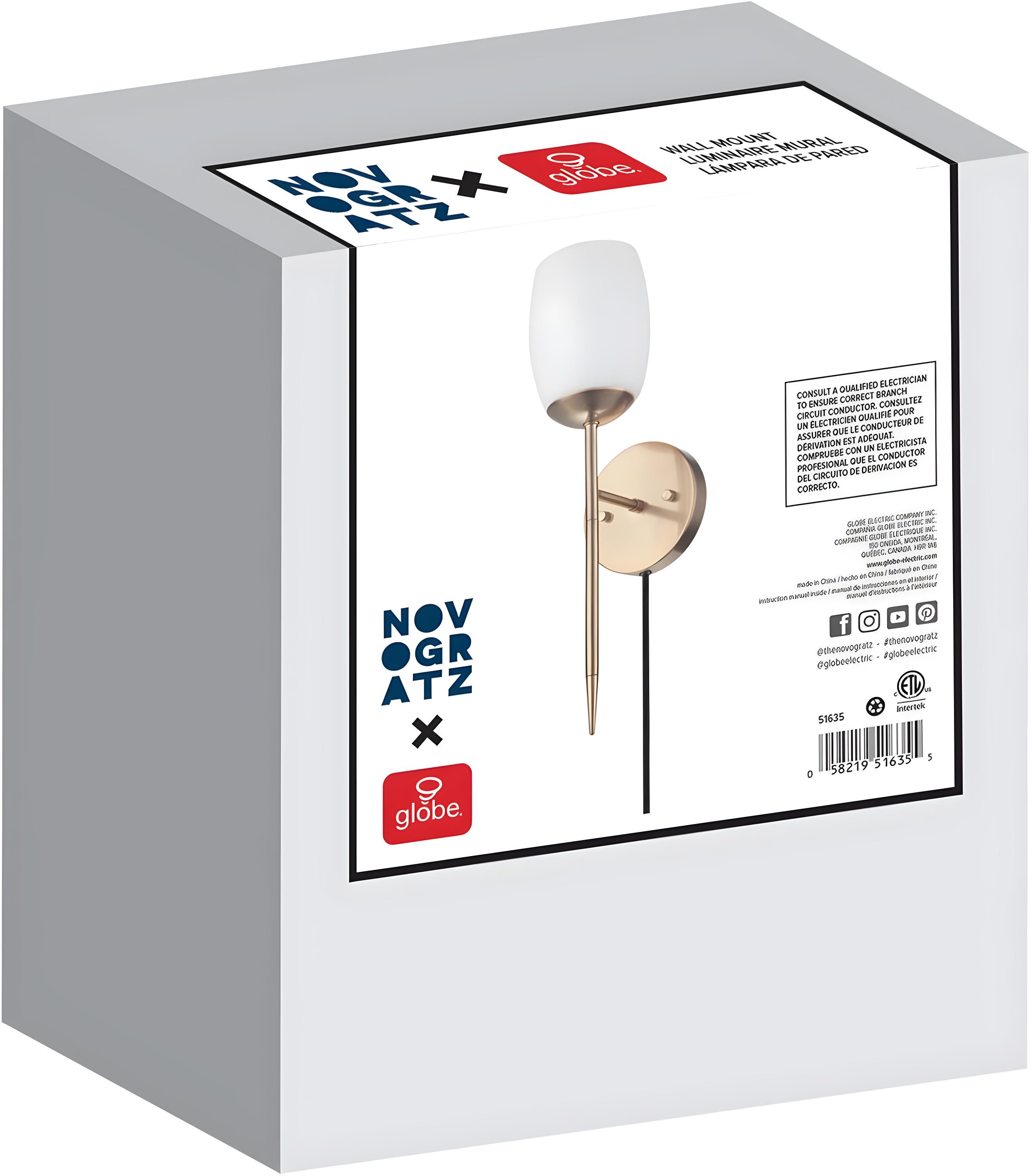 1-Light Matte Brass Plug-In or Hardwire Wall Sconce with Opal Glass Shade