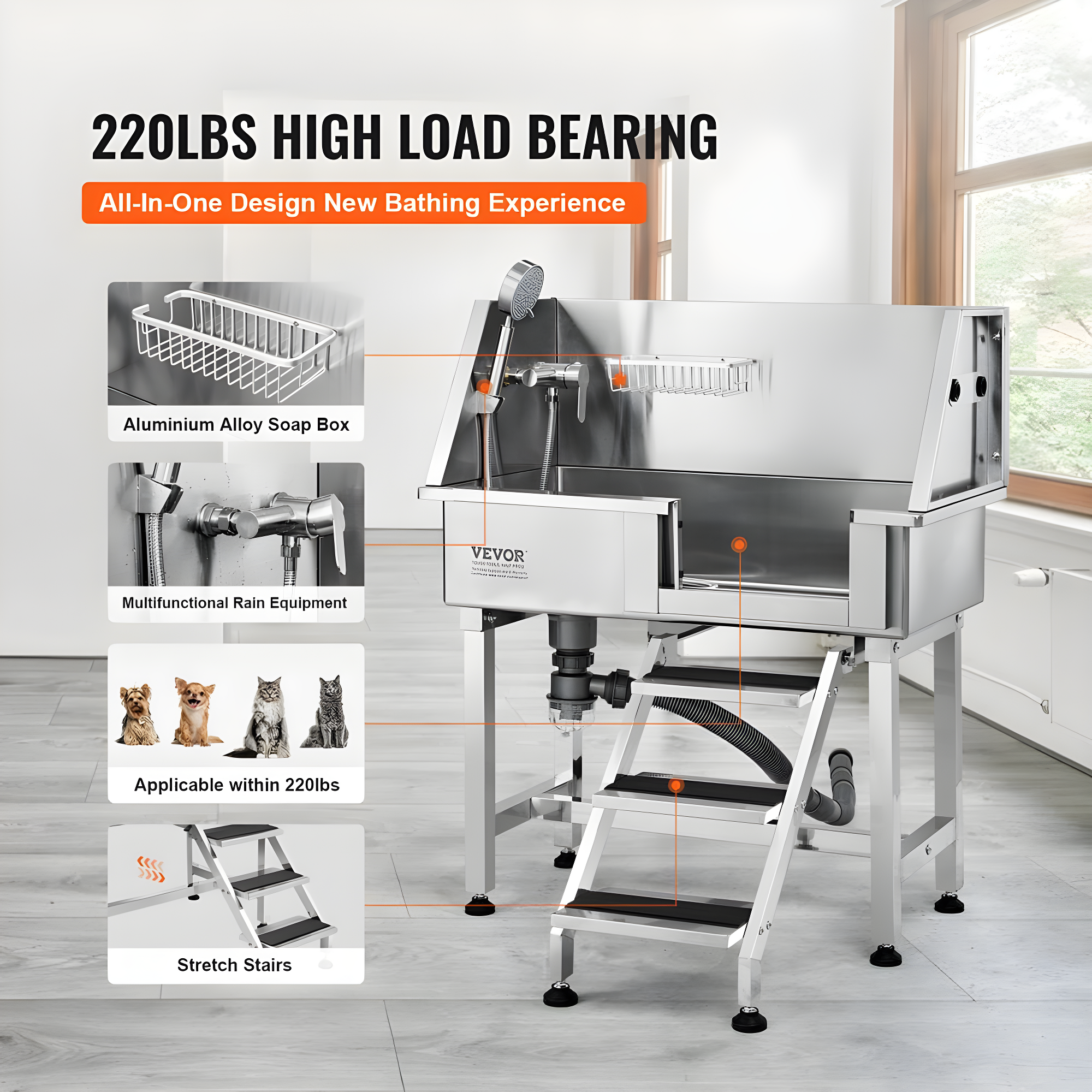 VEVOR Multi-functional Pet Bathtub