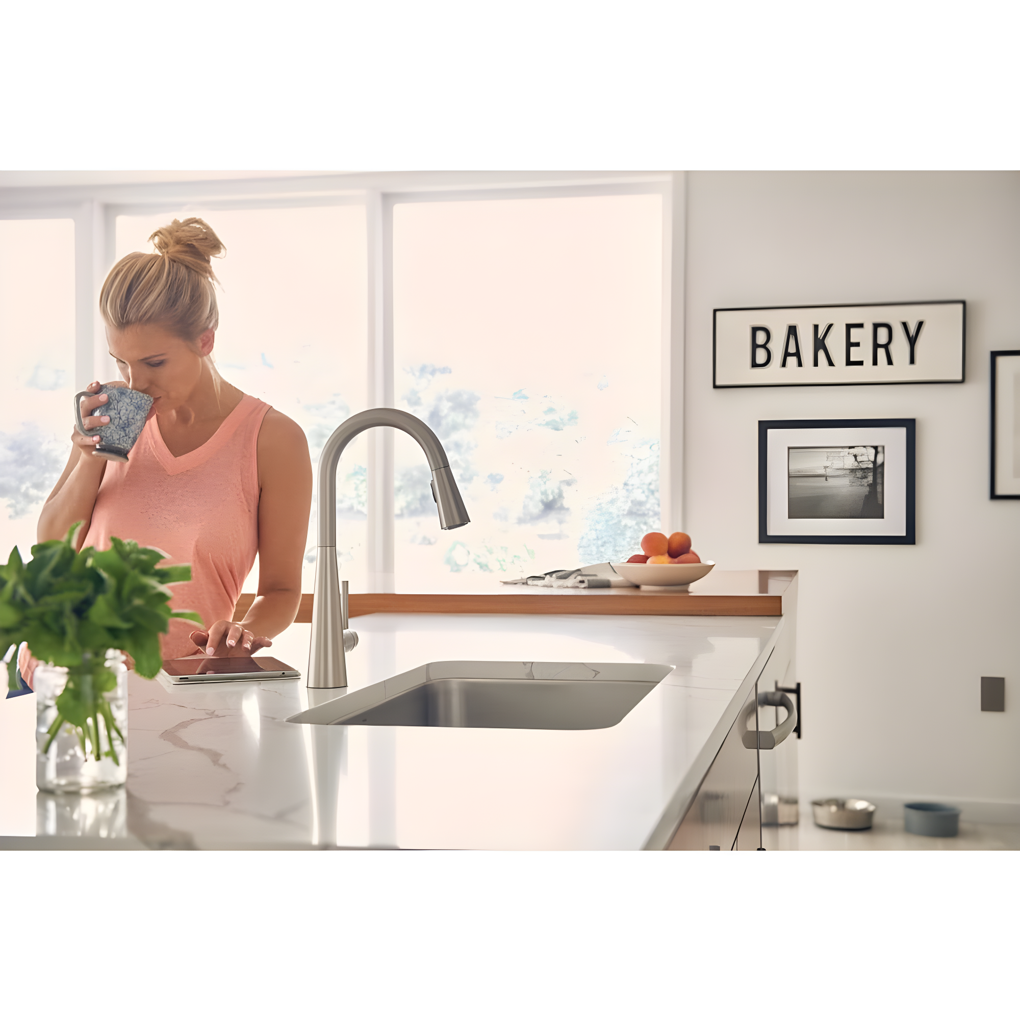 Moen Sleek Pull Down Single Handle Kitchen Faucet with Power Boost Technology and Duralock