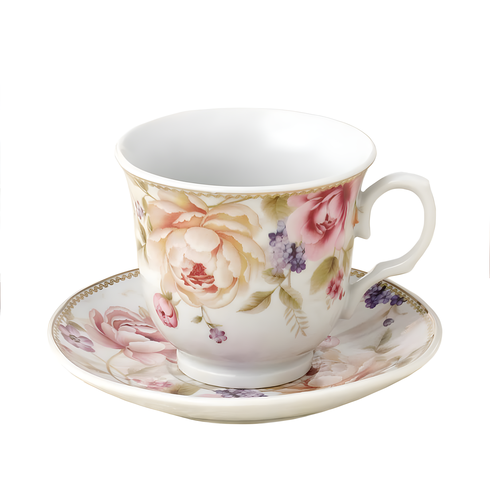 Lorren Home Trends 4 Piece Teacup & Saucer Set