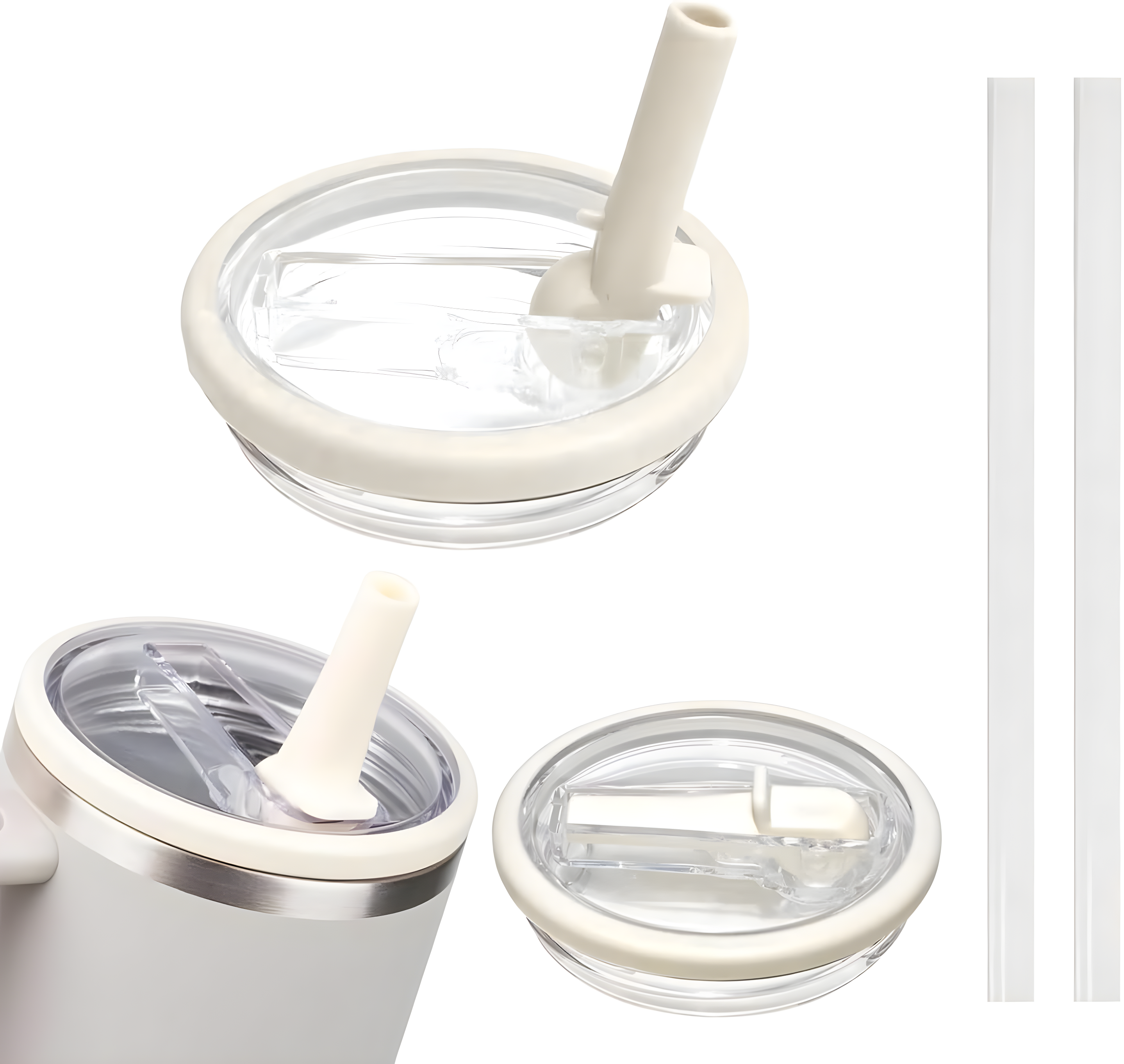 ANTAND 2 Pack 40 Oz Tumbler Flip Straw Lid Replacement Fit For Stanley Quencher, Leak Proof For Stanley Lid Replacement Spill Proof Reusable Tumbler Cover Compatible With 40oz Stanley Cup (Set of 2)