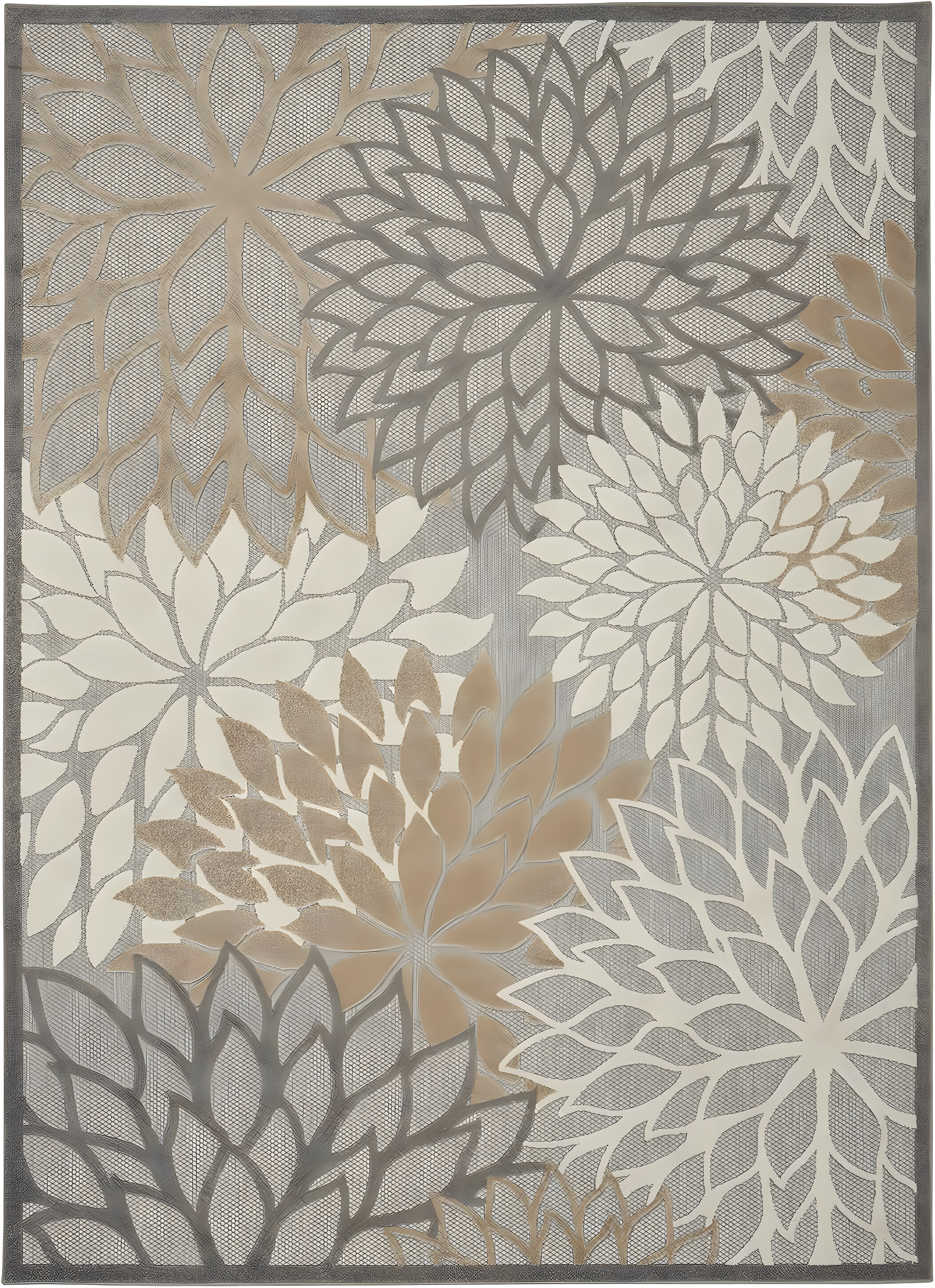 Nourison Aloha Floral Bloom Flatweave High-Low Indoor Outdoor Area Rug Natural 7' x 10'