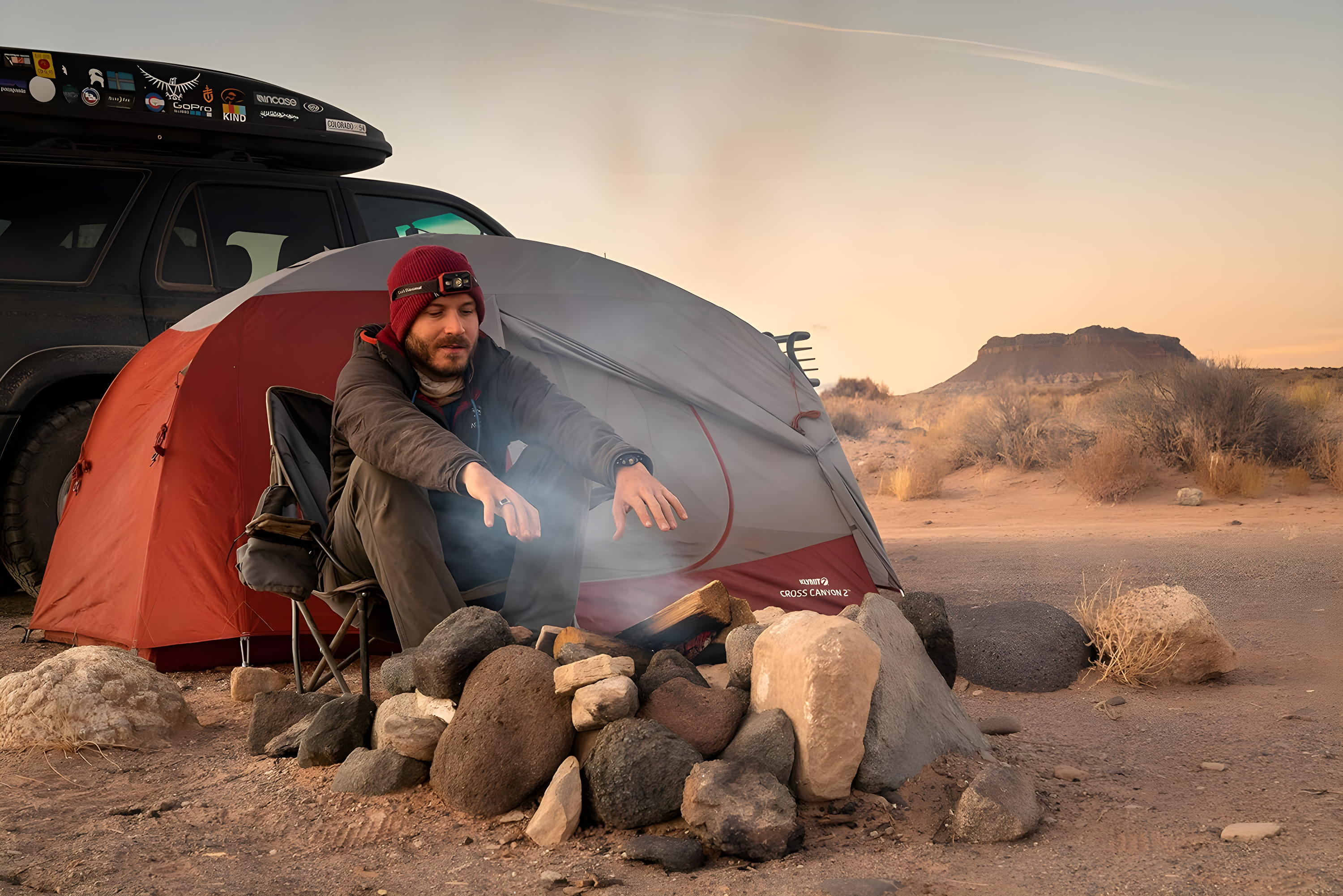 Klymit Cross Canyon 2 Person 3 Season Dome Camping Tent, Red