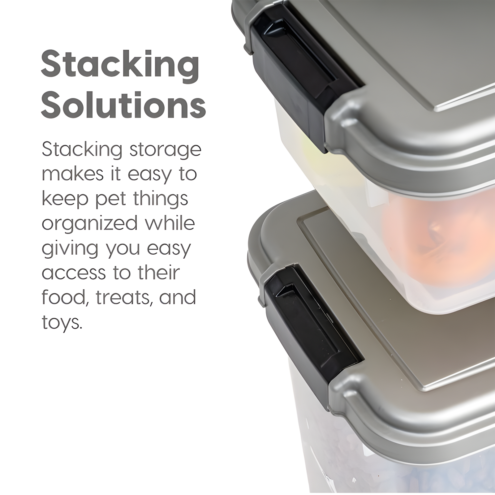 Zoey Tails 35 Lbs. WeatherPro Airtight Stackable Pet Food Storage Container Combo with Scoop & Treat Box