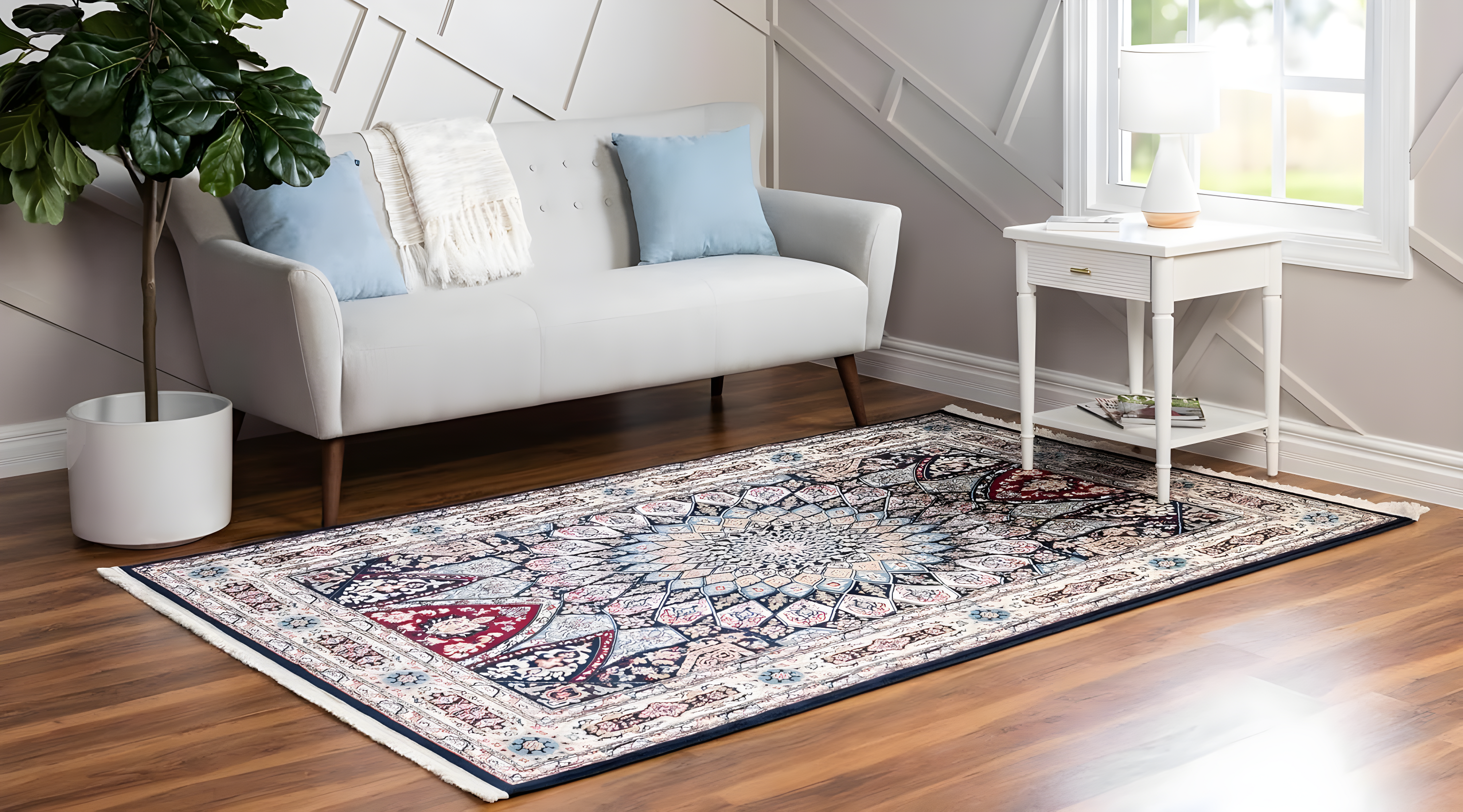 Unique Loom Narenj Collection Area Rug - Adams (5' 1" x 8' Rectangle Navy Blue/Beige)