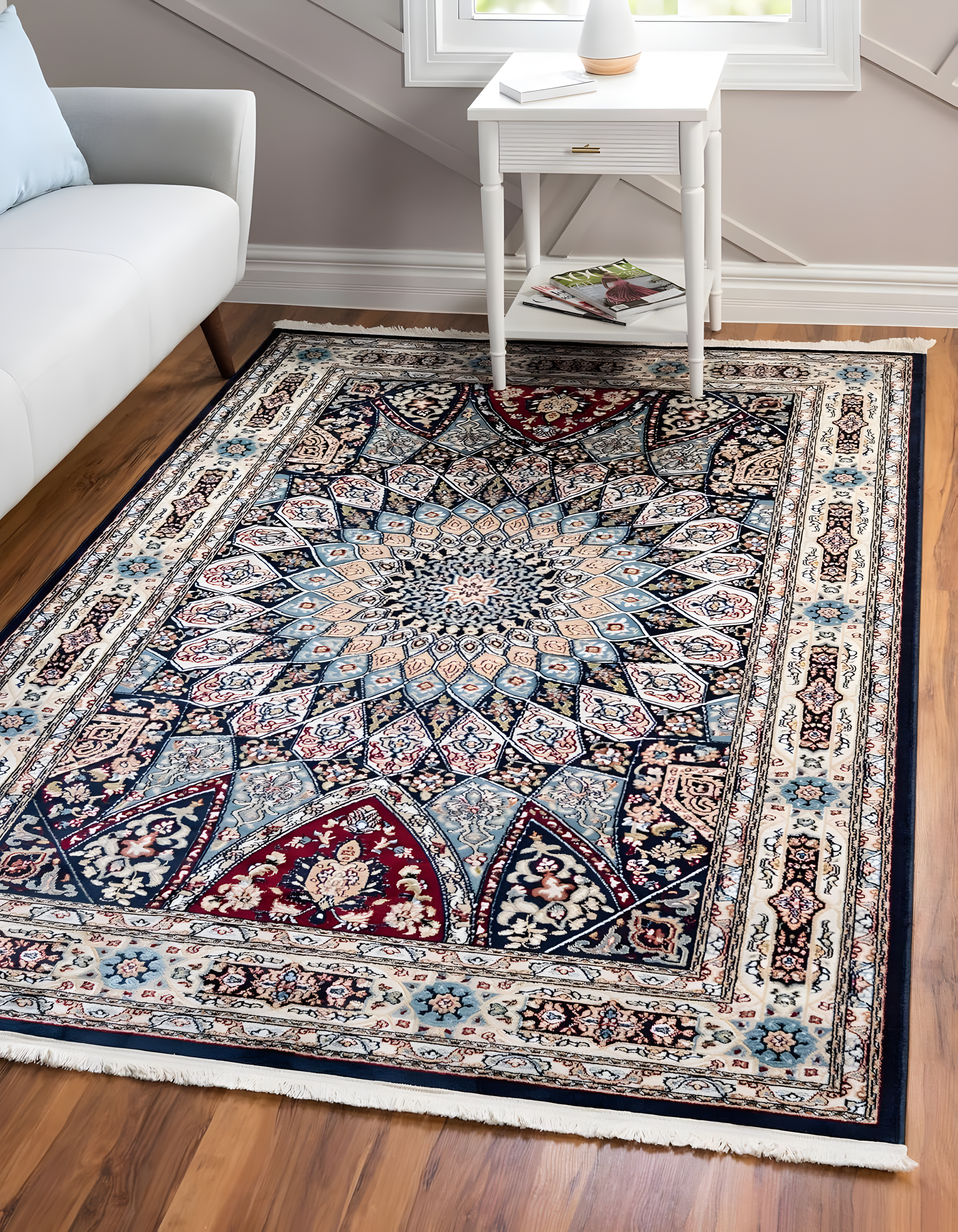 Unique Loom Narenj Collection Area Rug - Adams (5' 1" x 8' Rectangle Navy Blue/Beige)