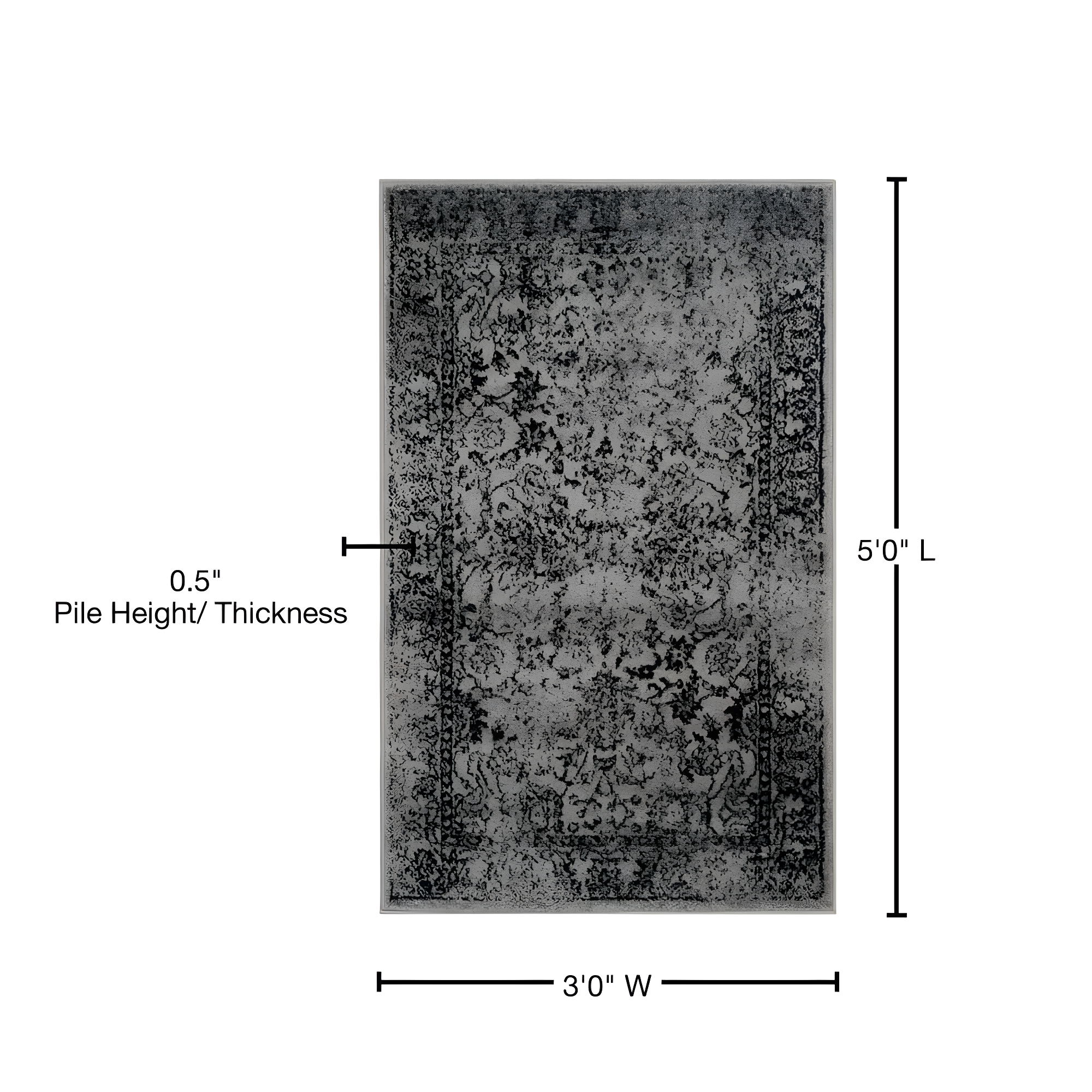 Adirondack ADR109 Machine Made Indoor Accent Rug - Grey/Black - 3'x5' - Safavieh