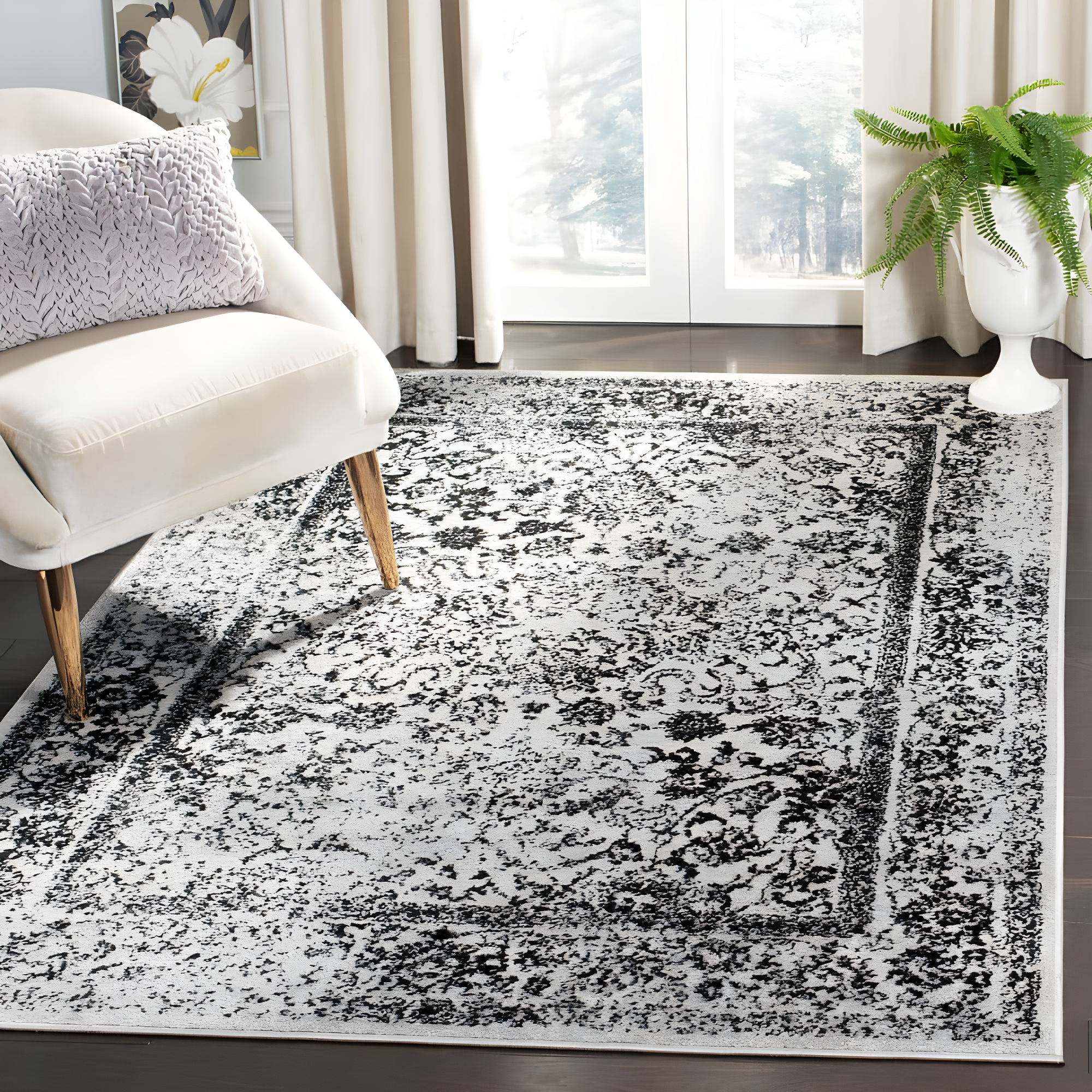 Adirondack ADR109 Machine Made Indoor Accent Rug - Grey/Black - 3'x5' - Safavieh