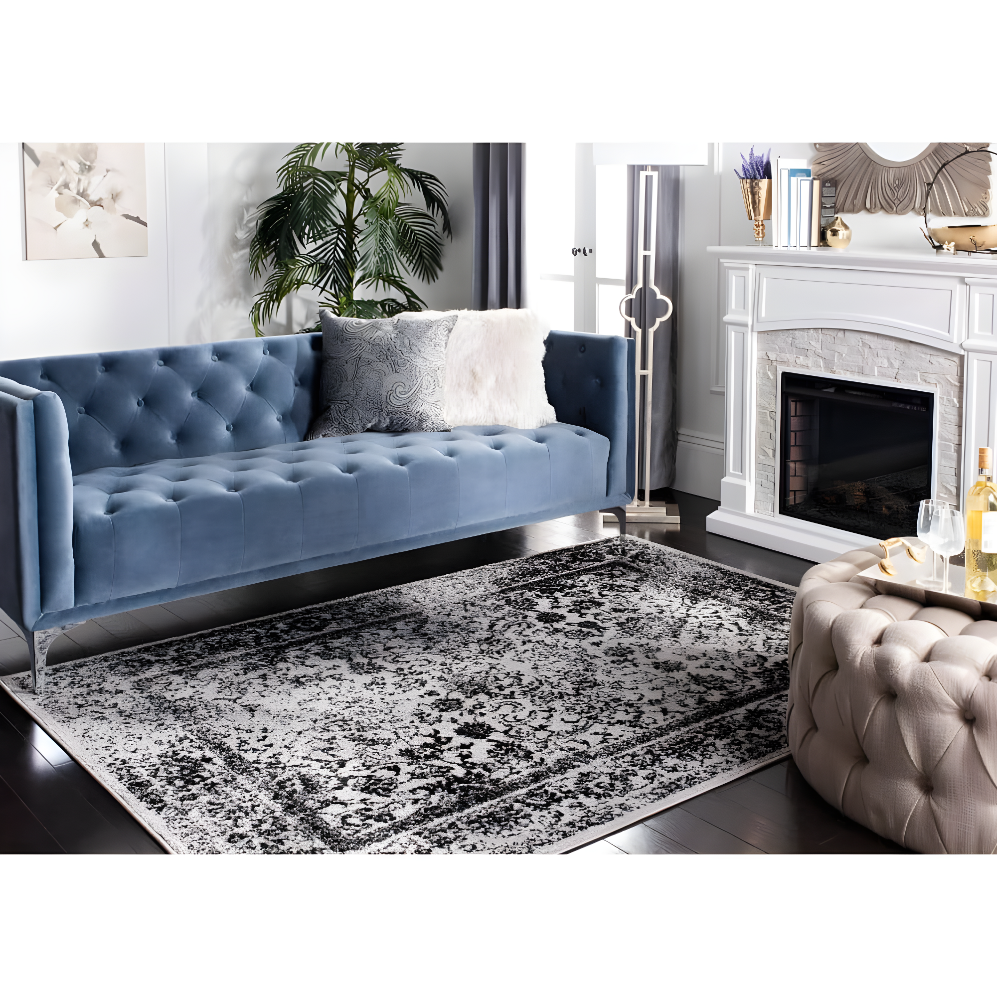 Adirondack ADR109 Machine Made Indoor Accent Rug - Grey/Black - 3'x5' - Safavieh