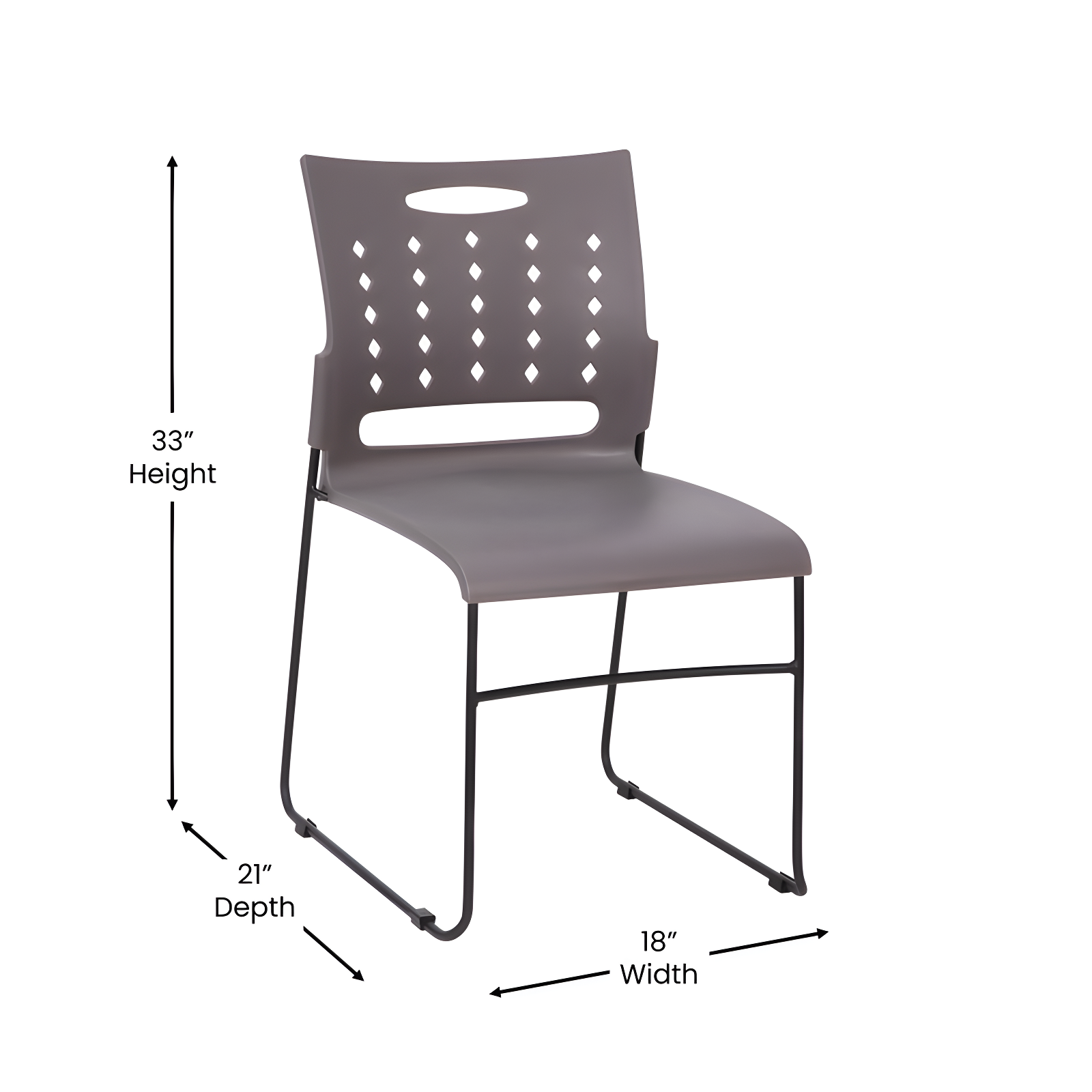 Flash Furniture 881 lb. Capacity Sled Base Stack Chair with Carry Handle and Air-Vent Back