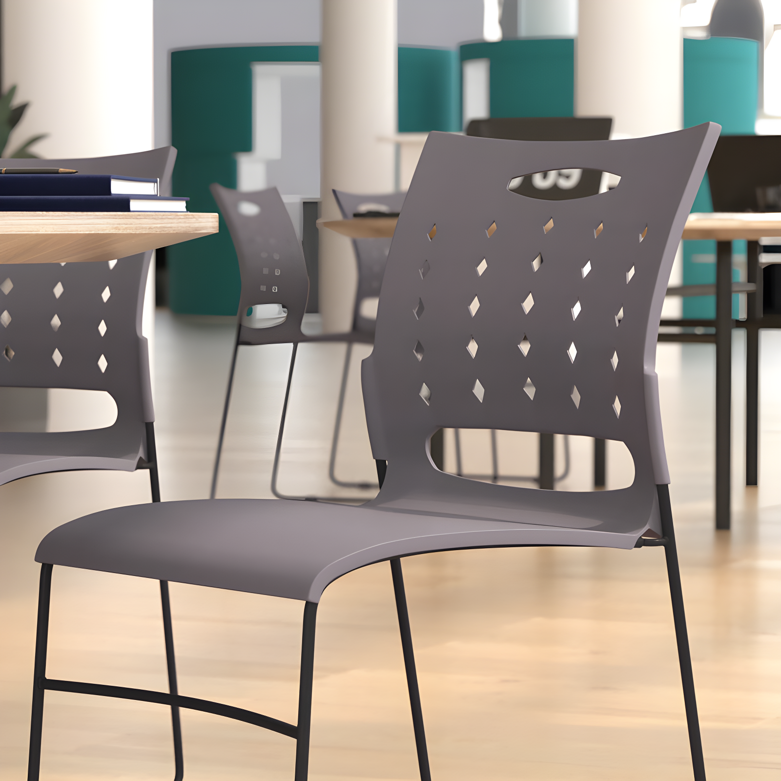 Flash Furniture 881 lb. Capacity Sled Base Stack Chair with Carry Handle and Air-Vent Back
