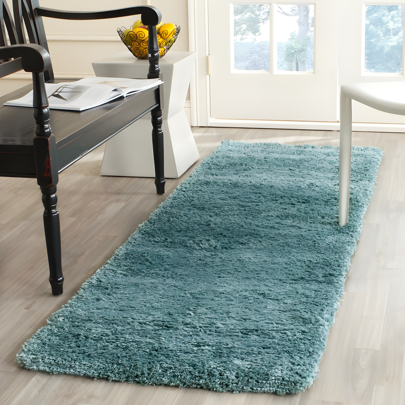 Shag SG151 Power Loomed Runner Rug - Light Blue - 2'3"x9' - Safavieh.