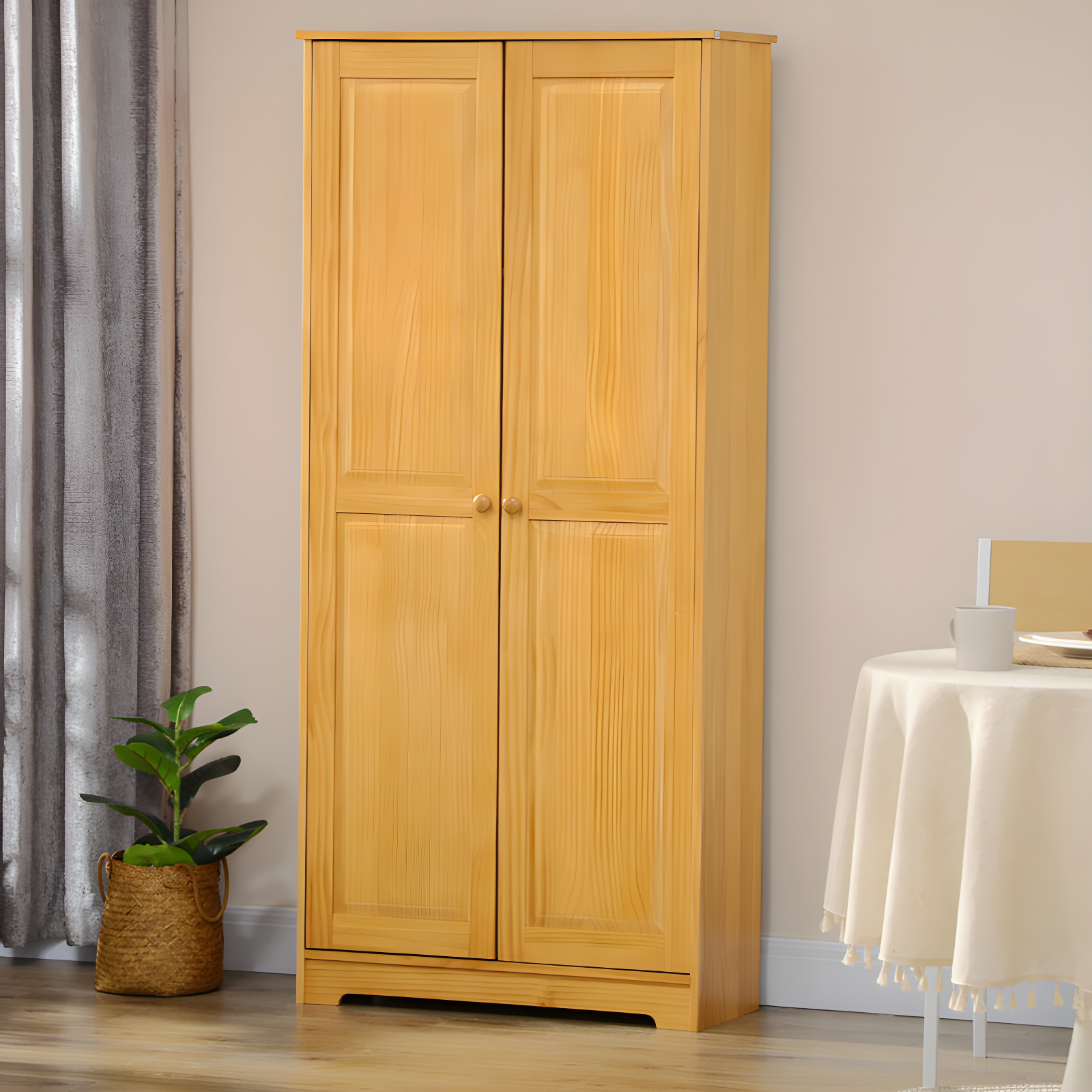 Ophelia & Co. 67" Pinewood Kitchen Pantry Storage Cabinet, Freestanding Cabinets With Doors And Shelf Adjustability