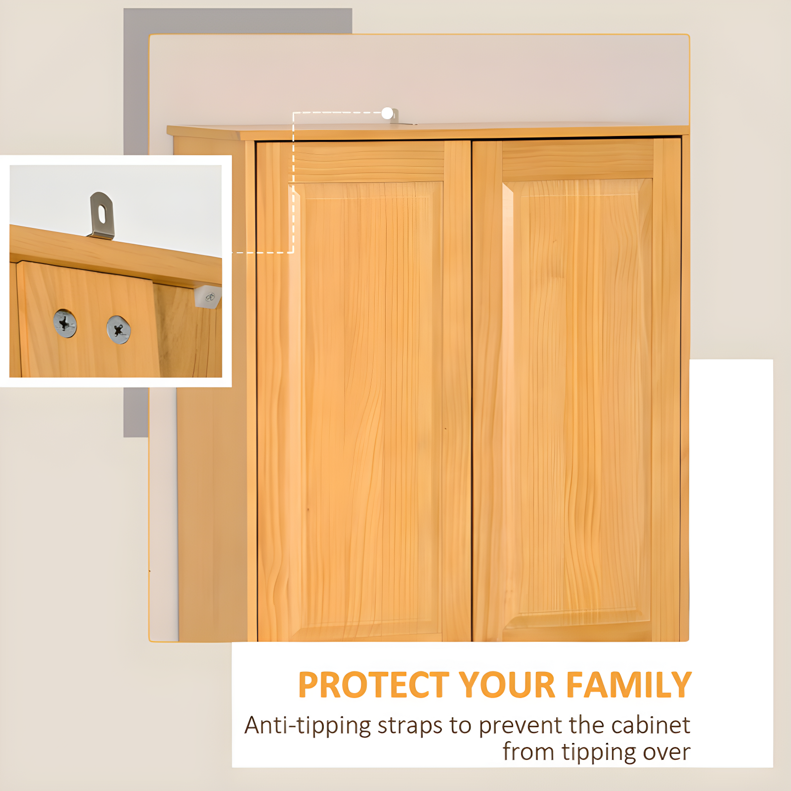 Ophelia & Co. 67" Pinewood Kitchen Pantry Storage Cabinet, Freestanding Cabinets With Doors And Shelf Adjustability