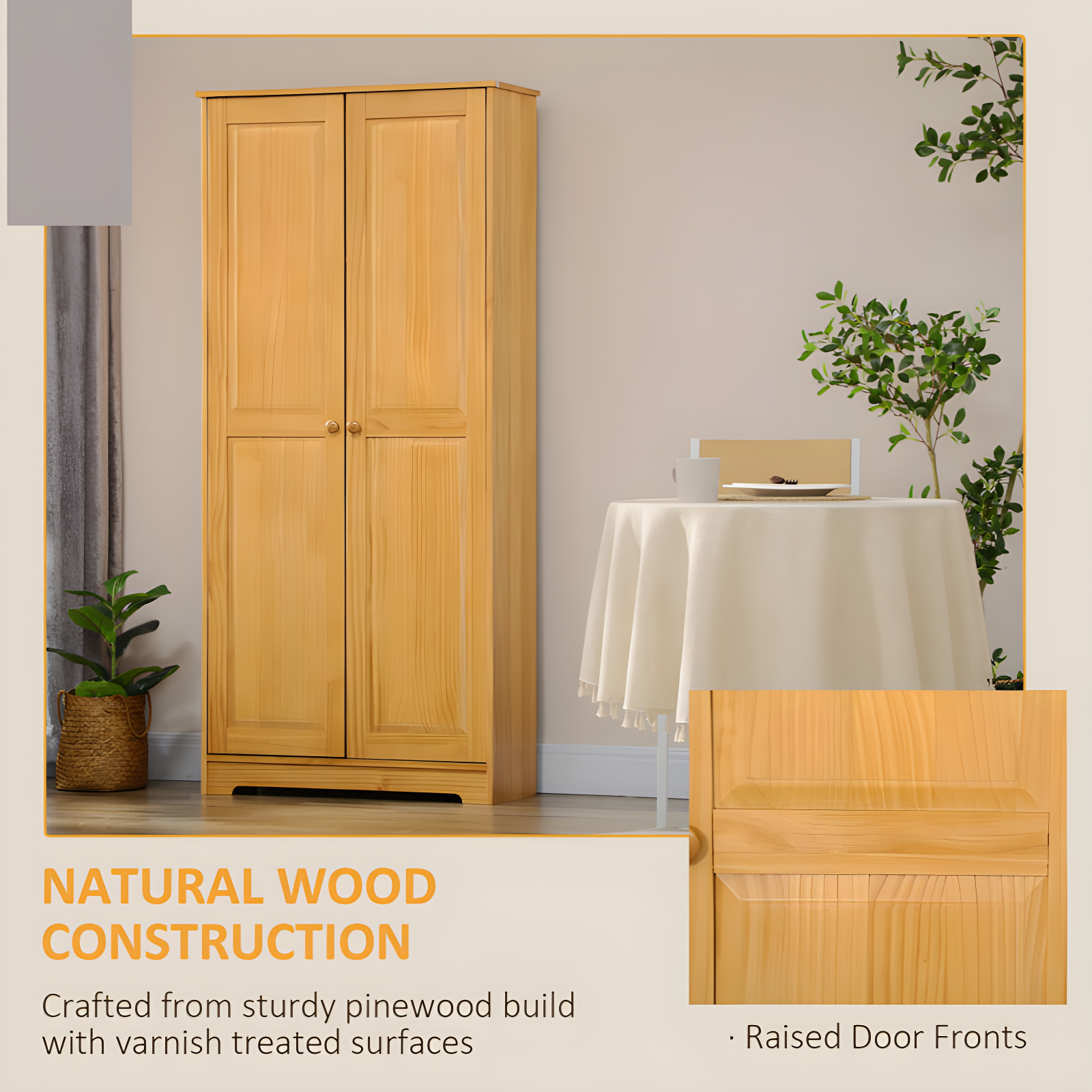 Ophelia & Co. 67" Pinewood Kitchen Pantry Storage Cabinet, Freestanding Cabinets With Doors And Shelf Adjustability