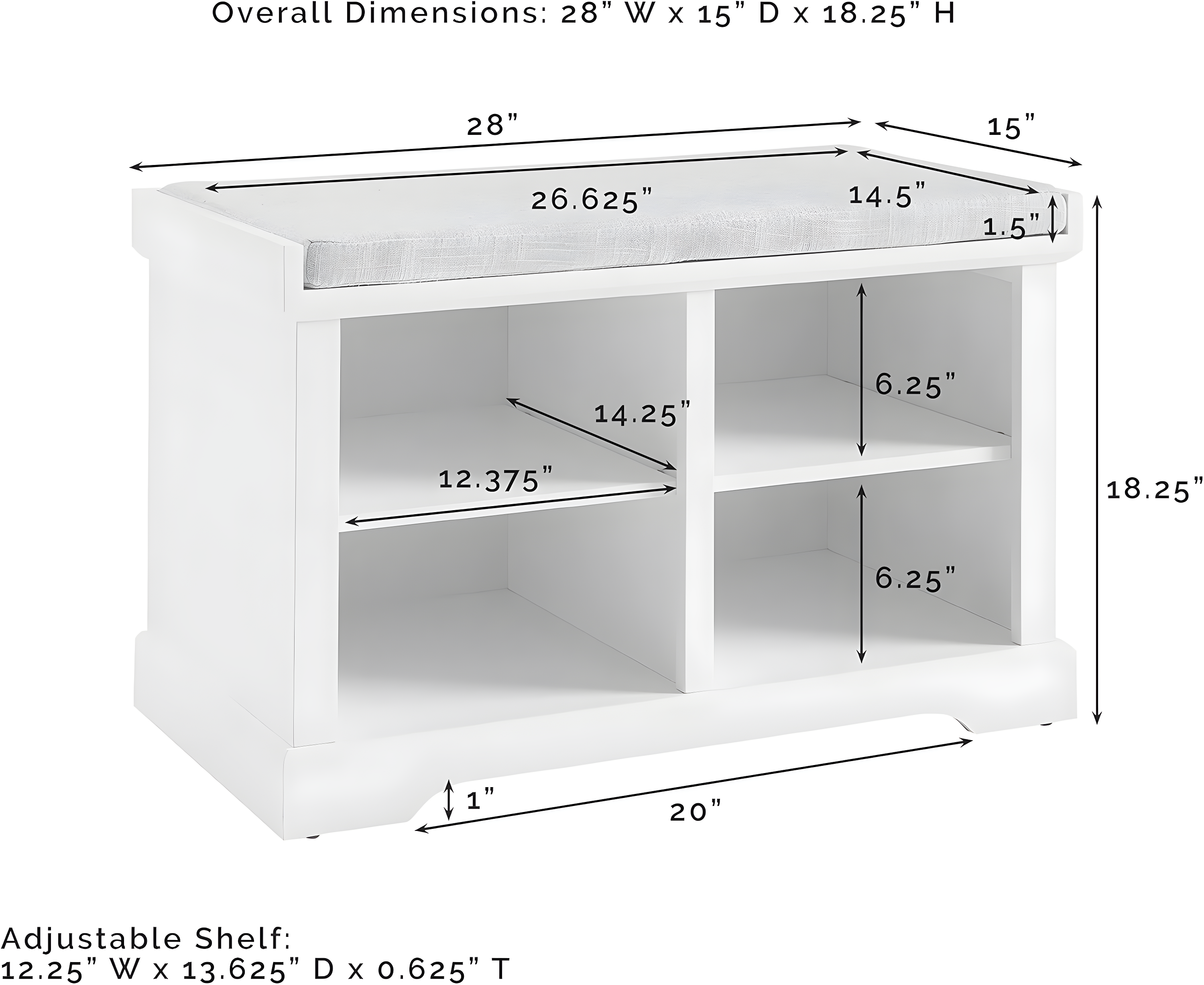 Anderson Storage Bench White - Crosley: Cushioned, Linen Upholstered, Farmhouse Style