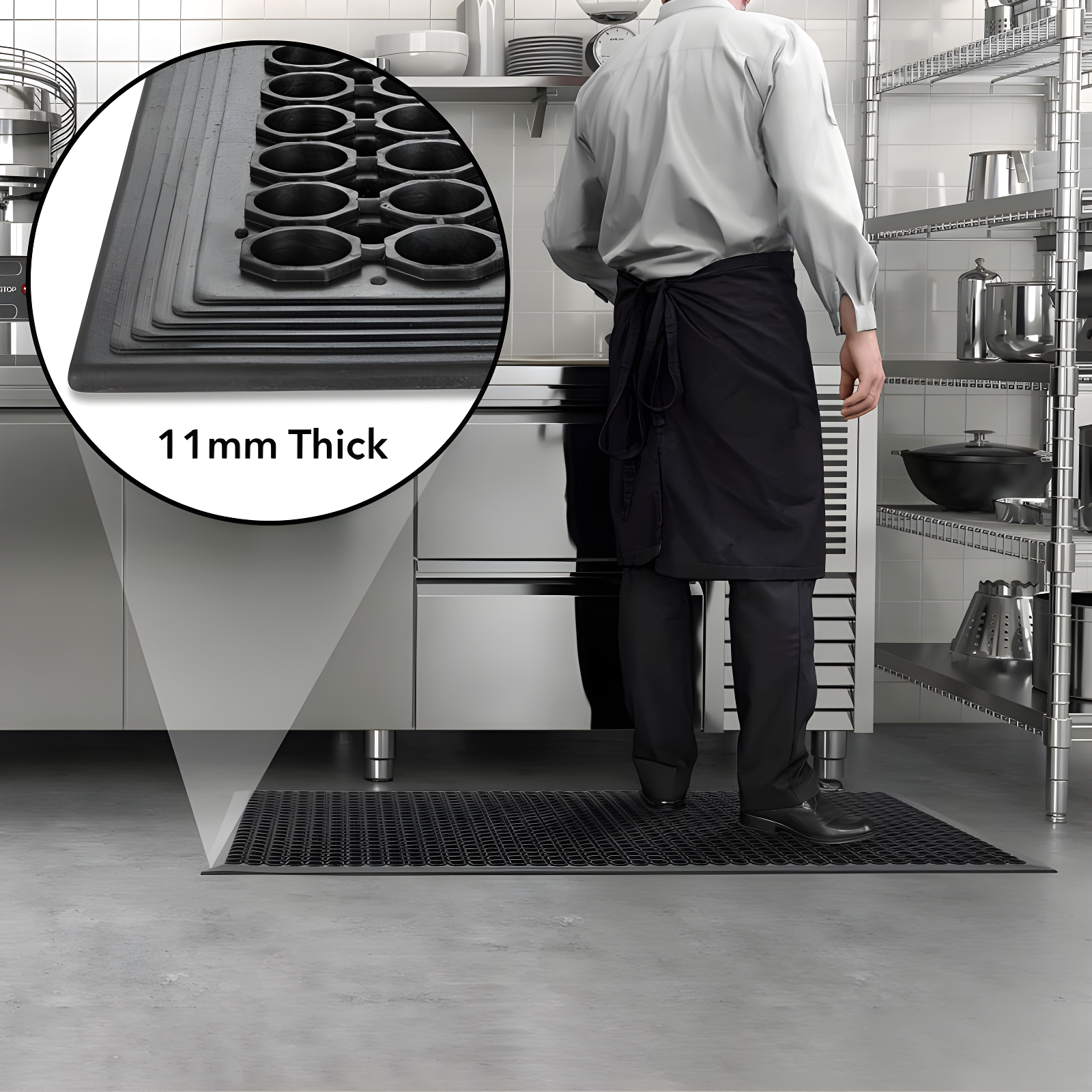 GRIDMANN Anti-Fatigue Restaurant Floor Mat, Non-Slip Rubber Drainage Mat