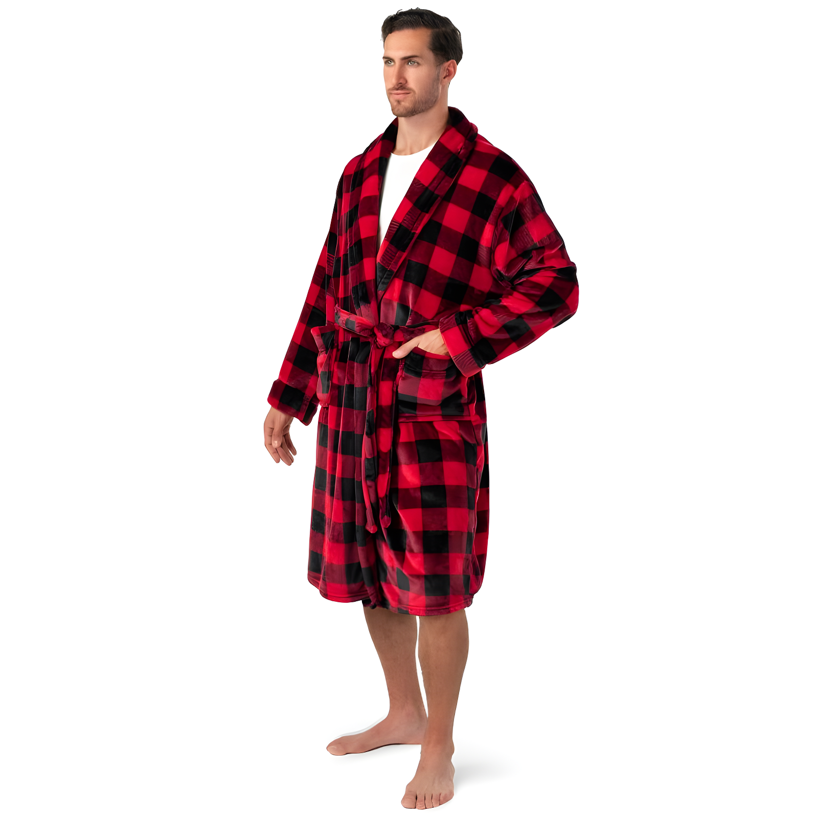 Rosalind Wheeler Speight Fleece Mid-Calf Bathrobe with Pockets