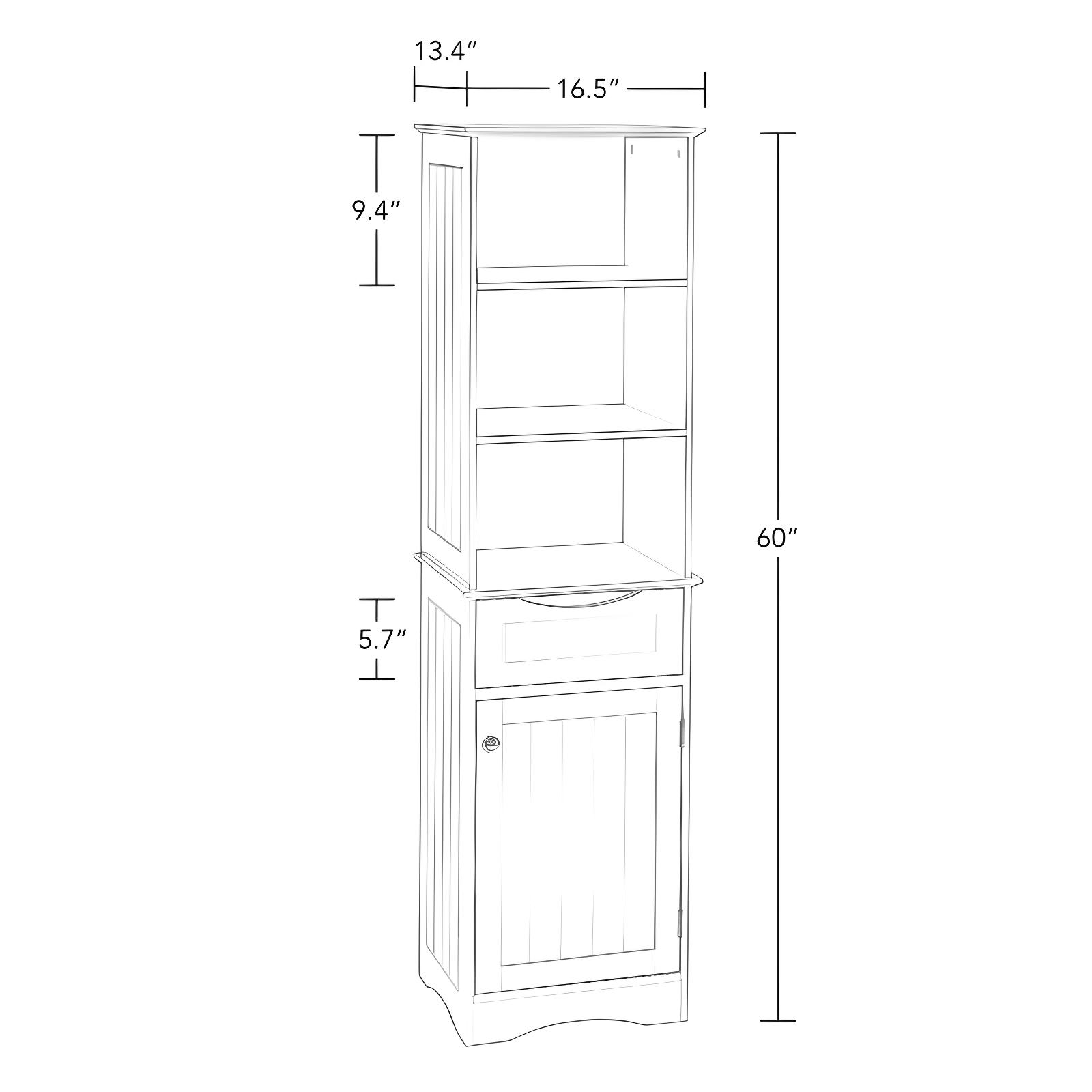 RiverRidge Ashland Tall Bathroom Storage Linen Cabinet and Organizer with Drawer and Shelves