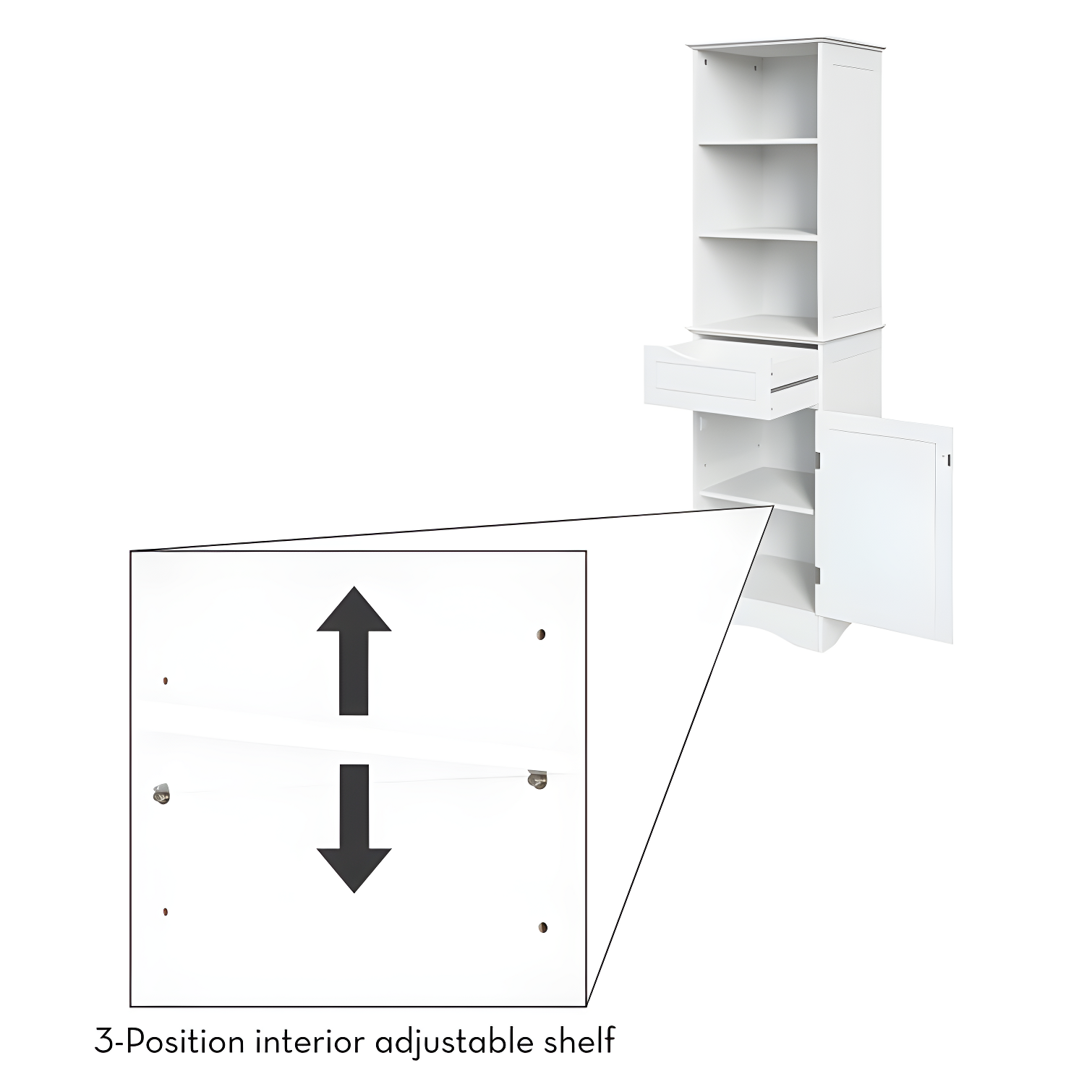 RiverRidge Ashland Tall Bathroom Storage Linen Cabinet and Organizer with Drawer and Shelves
