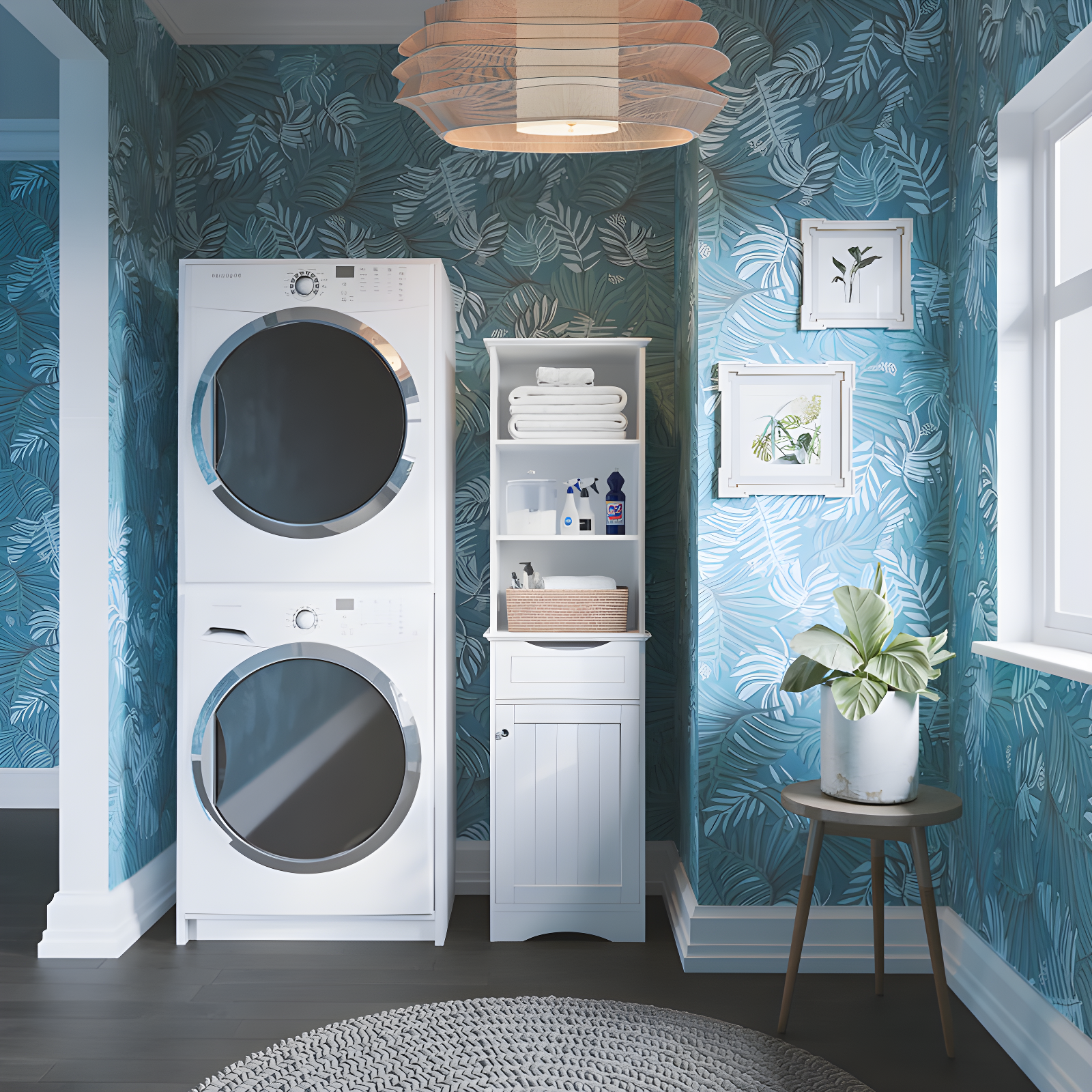 RiverRidge Ashland Tall Bathroom Storage Linen Cabinet and Organizer with Drawer and Shelves