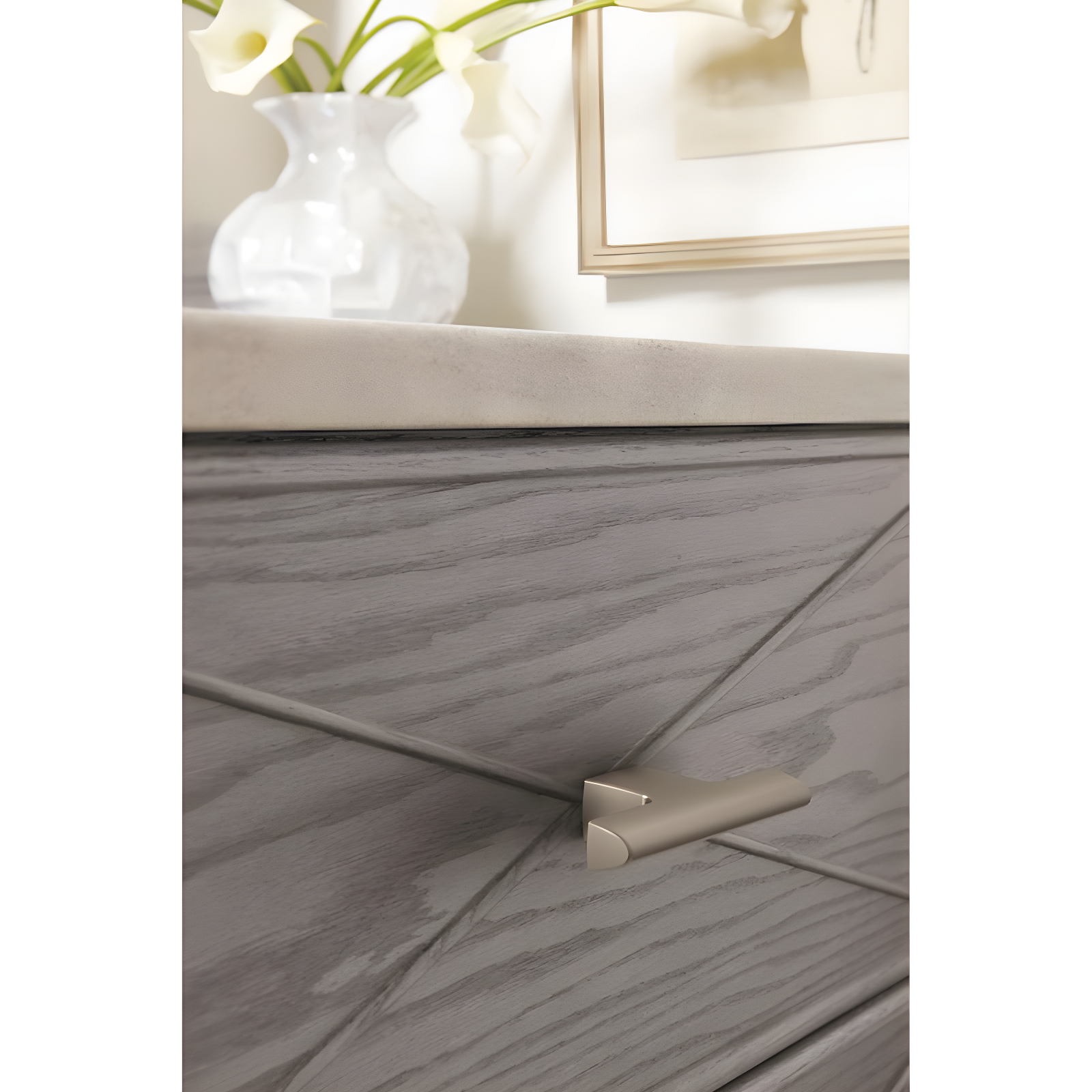 Amerock Riva 2-1/2 inch (64mm) Length Satin Nickel Cabinet Knob
