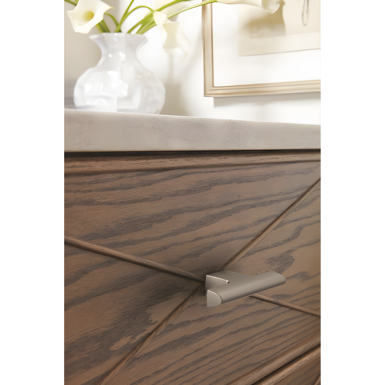 Amerock Riva 2-1/2 inch (64mm) Length Satin Nickel Cabinet Knob