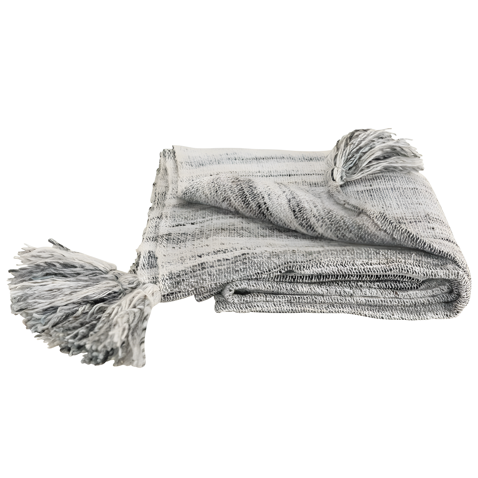 Rizzy Home 50"x60" Striped Throw Blanket Light Gray: Woven Polyester, Fringe Detail, Machine Washable