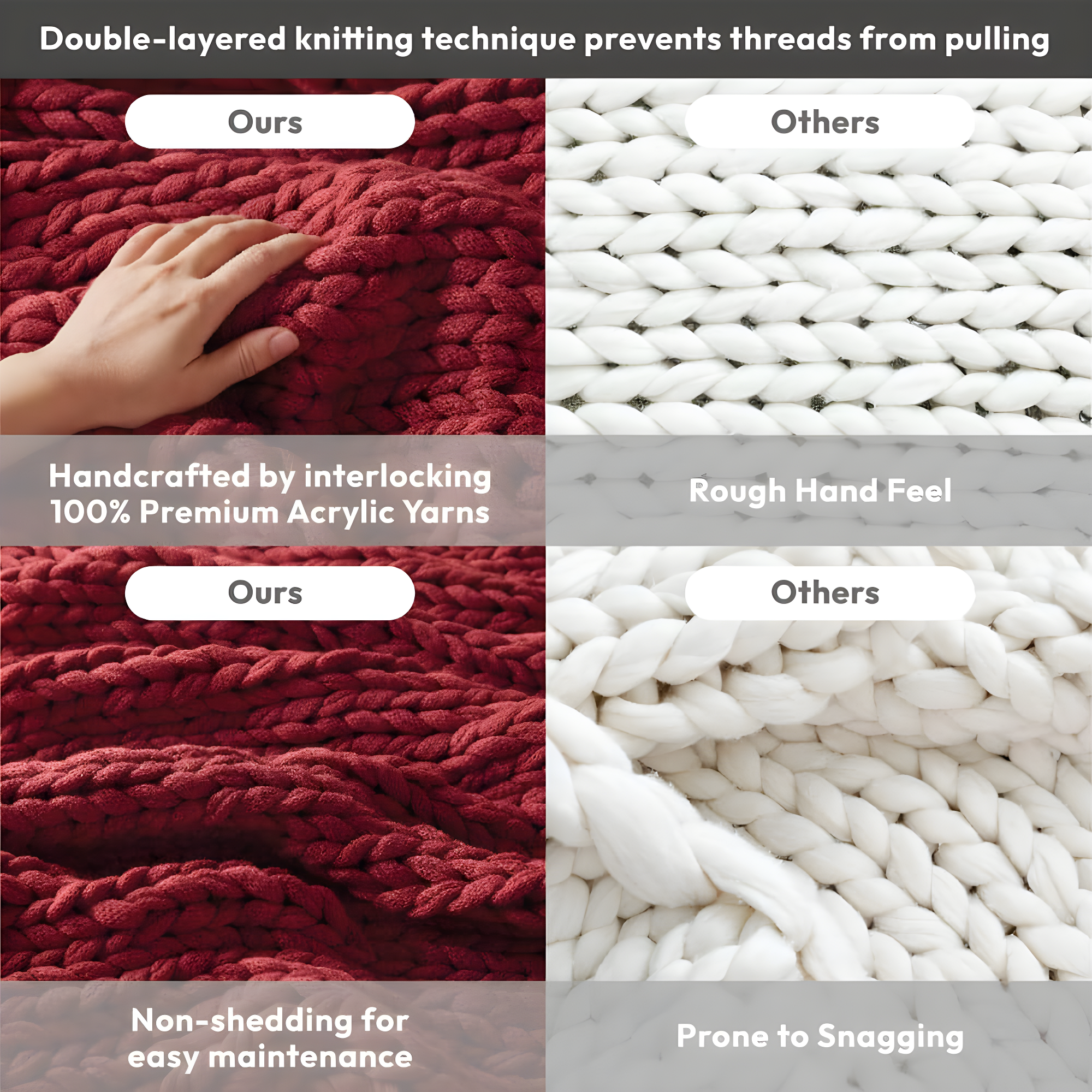 50"x60" Chunky Double Knit Handmade Throw Blanket Red - Madison Park