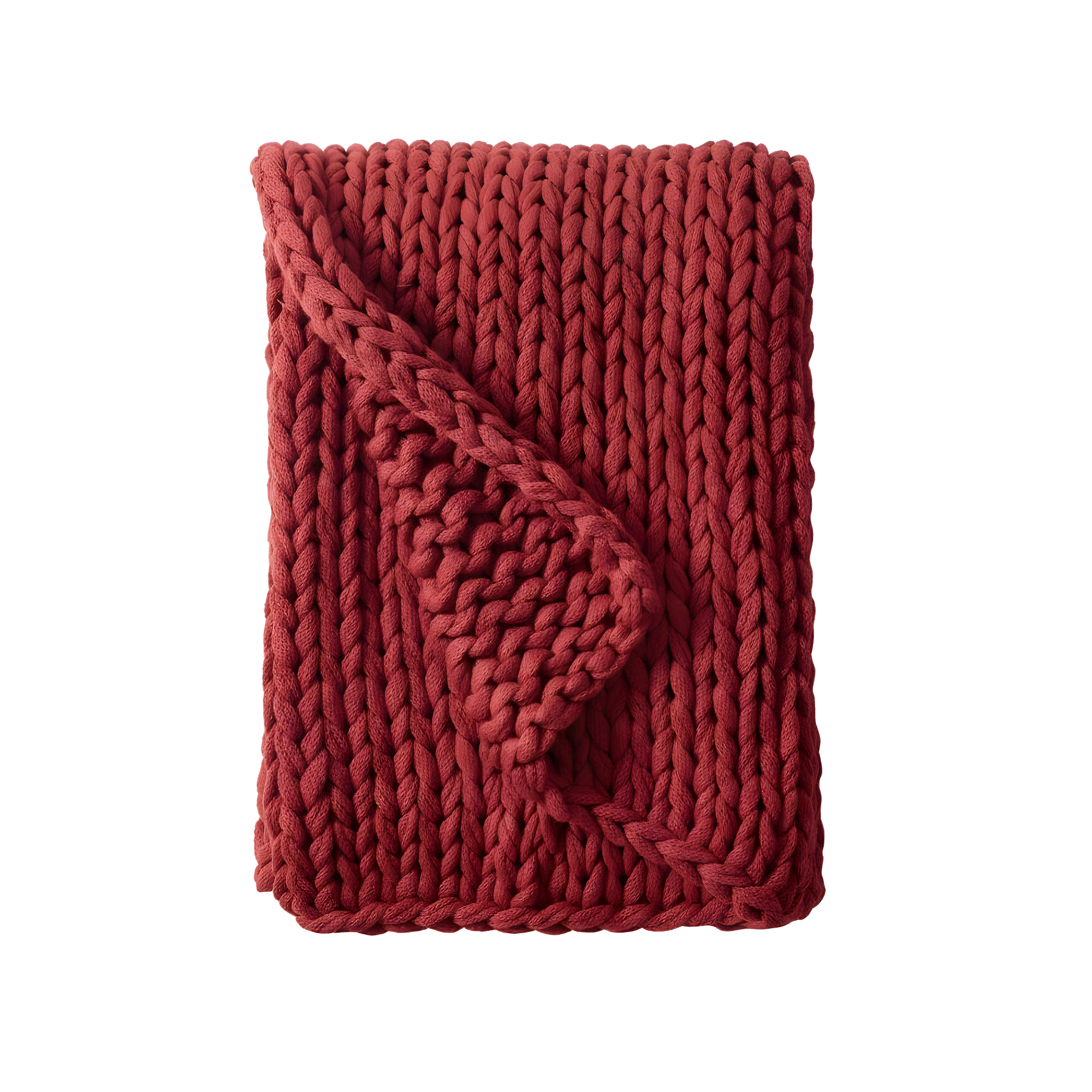 50"x60" Chunky Double Knit Handmade Throw Blanket Red - Madison Park