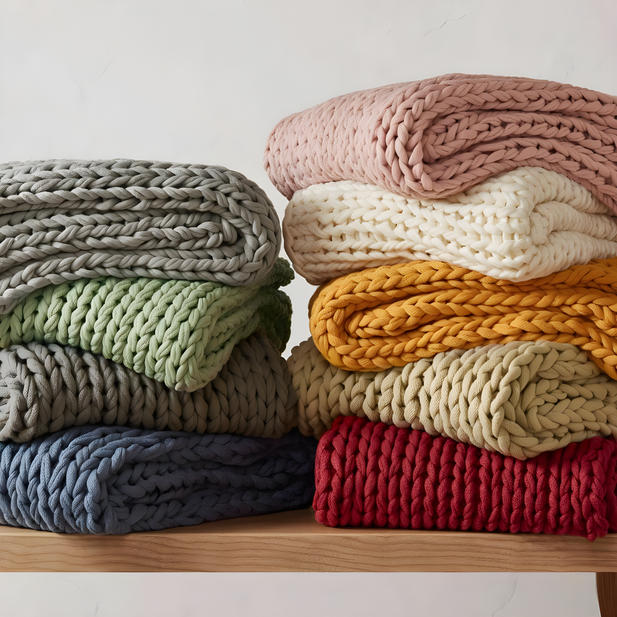 50"x60" Chunky Double Knit Handmade Throw Blanket Red - Madison Park