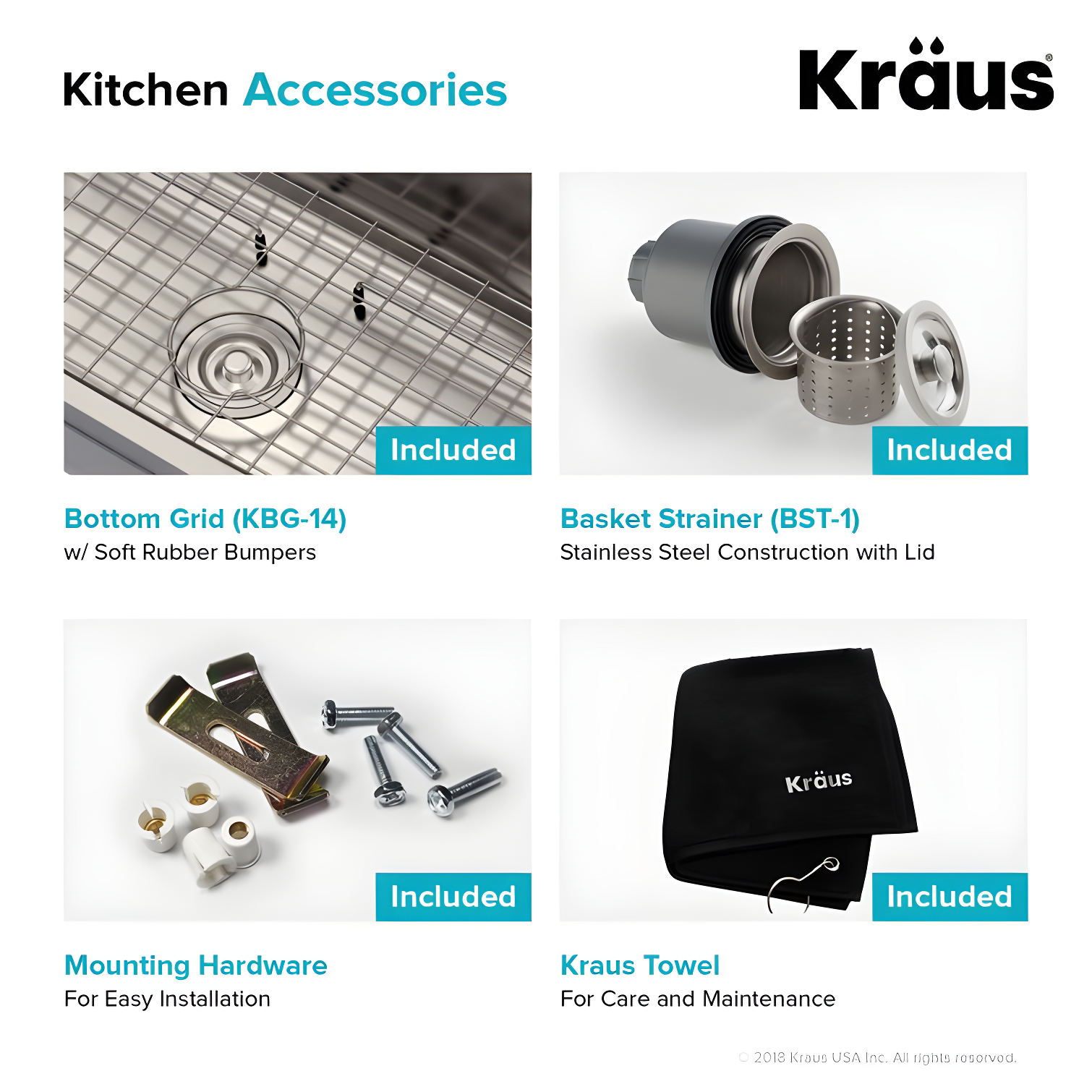 KRAUS Premier Undermount Single Bowl 18-Gauge Stainless Steel Kitchen Sink
