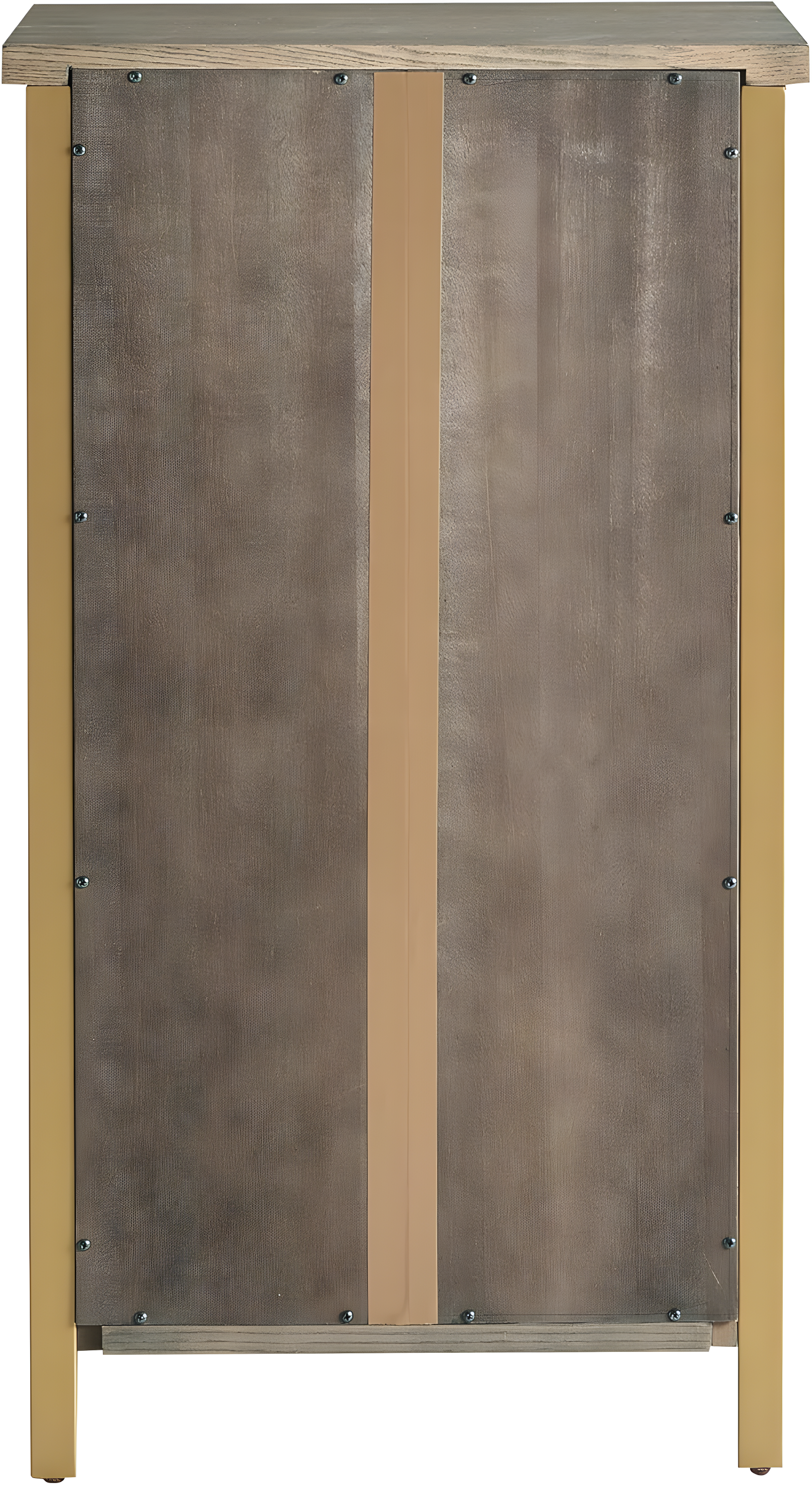Lea 20-inch W x 36-inch H Dune Brown and Gold Mini Bar Cabinet for Stemware and Bottle Storage