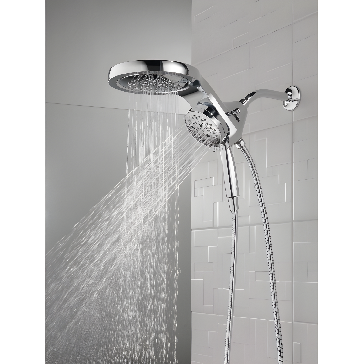 HydraChoice Hydrorain 5 Spray Dual Shower Head and Handheld Shower with H2Okinetic 2.5 GPM