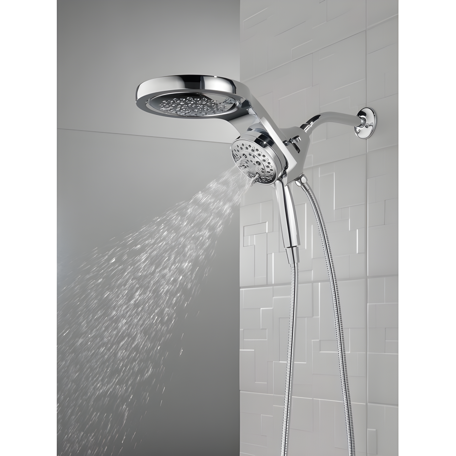 HydraChoice Hydrorain 5 Spray Dual Shower Head and Handheld Shower with H2Okinetic 2.5 GPM
