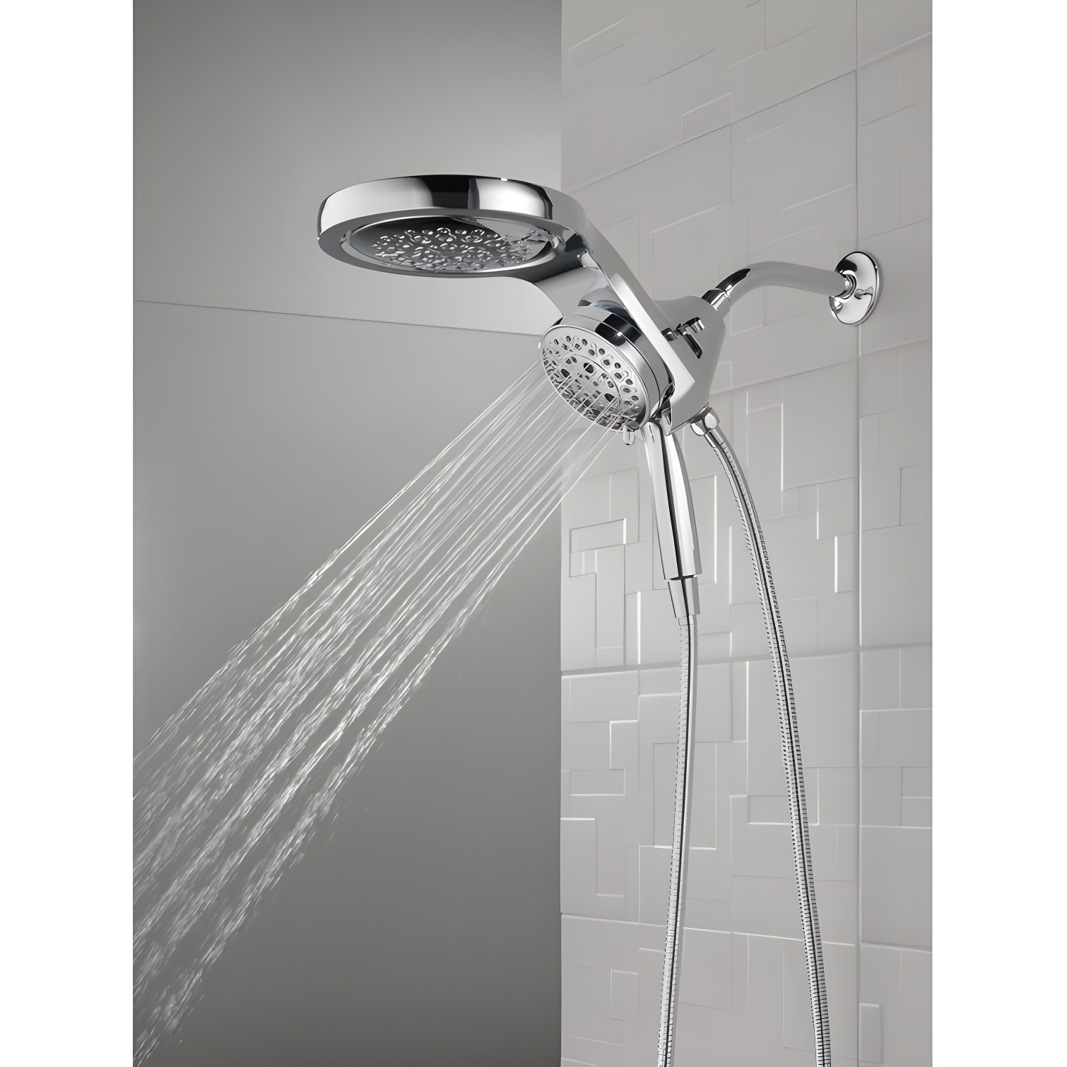 HydraChoice Hydrorain 5 Spray Dual Shower Head and Handheld Shower with H2Okinetic 2.5 GPM