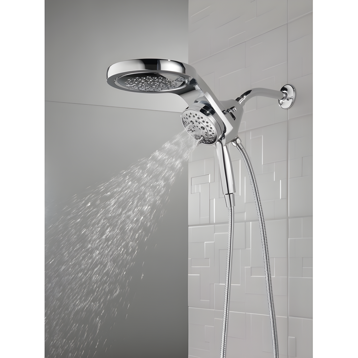 HydraChoice Hydrorain 5 Spray Dual Shower Head and Handheld Shower with H2Okinetic 2.5 GPM