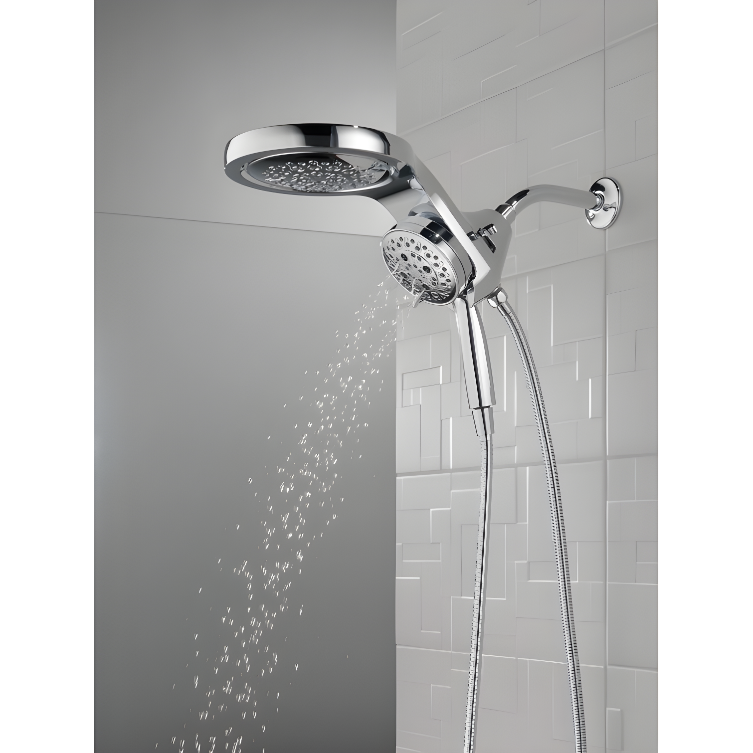 HydraChoice Hydrorain 5 Spray Dual Shower Head and Handheld Shower with H2Okinetic 2.5 GPM