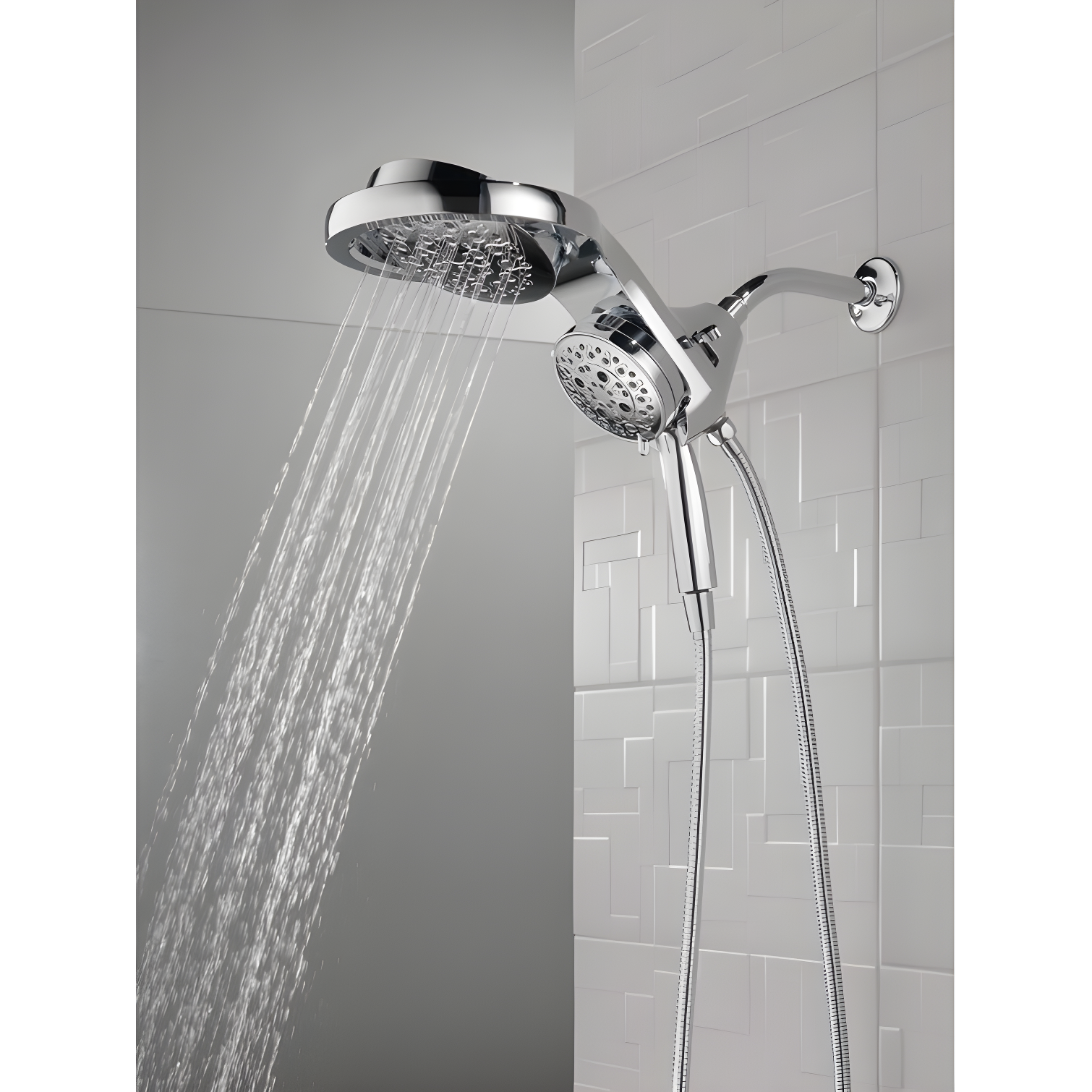 HydraChoice Hydrorain 5 Spray Dual Shower Head and Handheld Shower with H2Okinetic 2.5 GPM