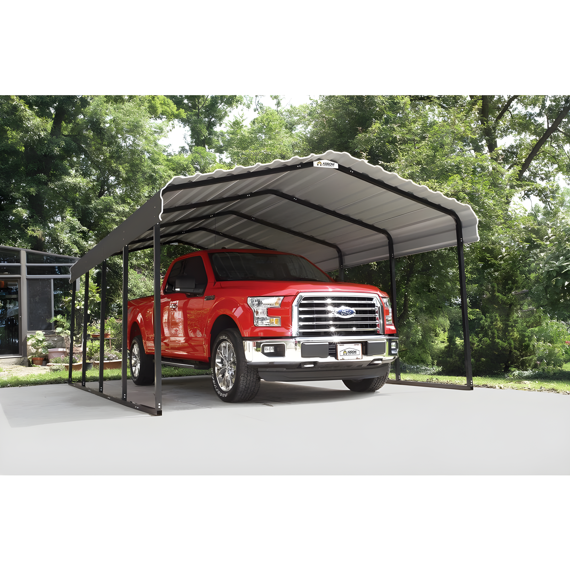 Steel Carport, 12 ft. x 20 ft. x 7 ft. Galvanized Black/Charcoal